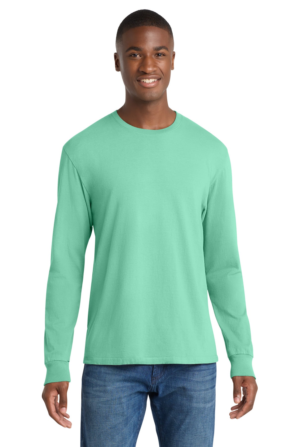 Port & Co Beach Wash Garment-Dyed Long Sleeve Tee PC099LS - Jadeite - front