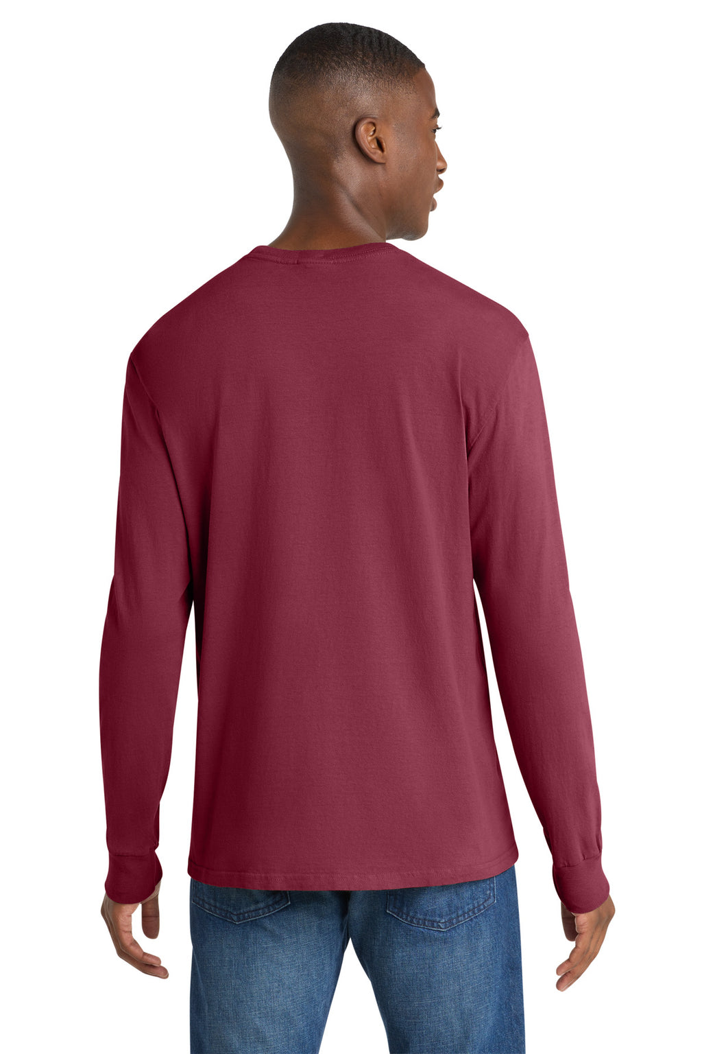 Port & Co Beach Wash Garment-Dyed Long Sleeve Tee PC099LS - Merlot - back