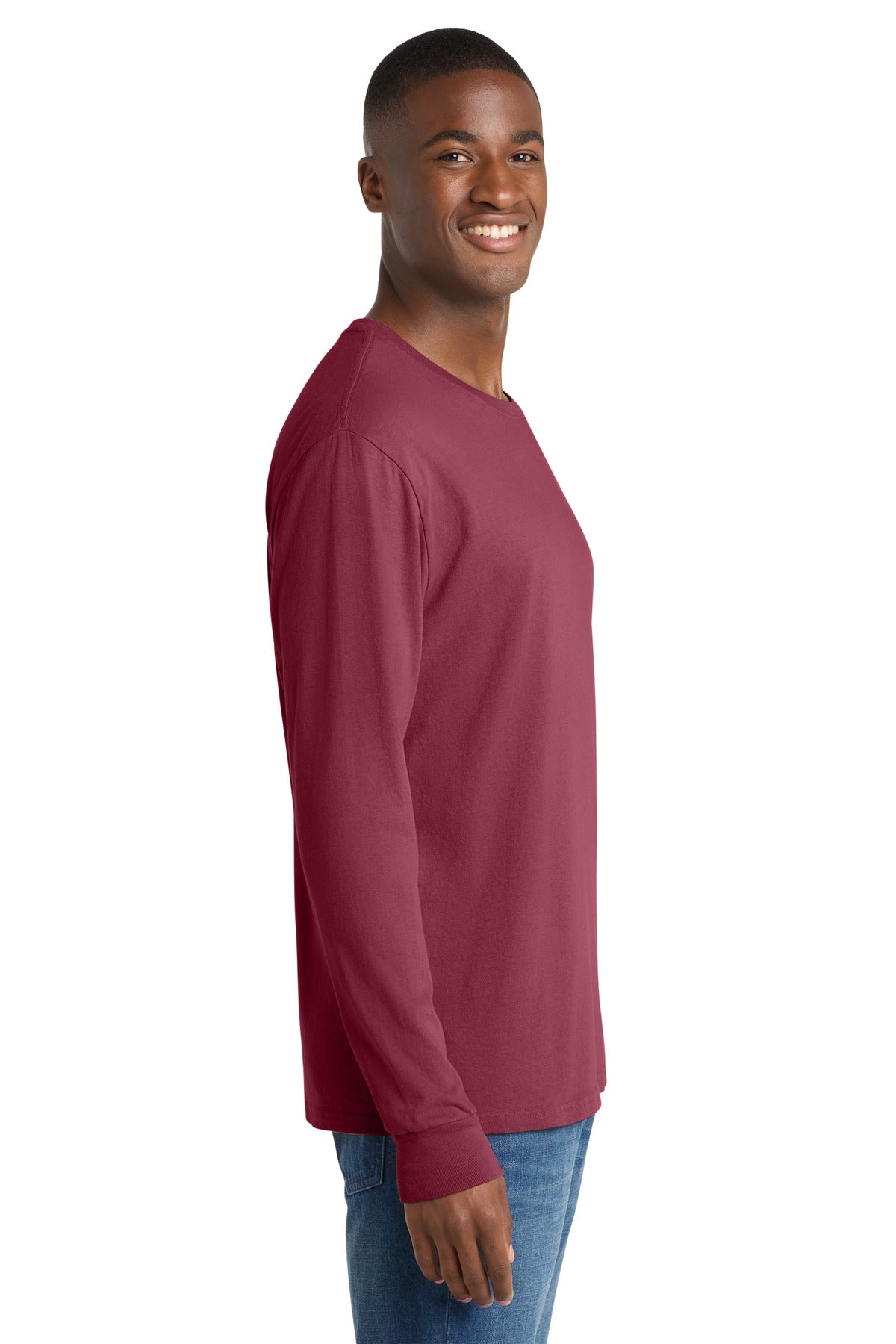 Port & Co Beach Wash Garment-Dyed Long Sleeve Tee PC099LS - Merlot - side