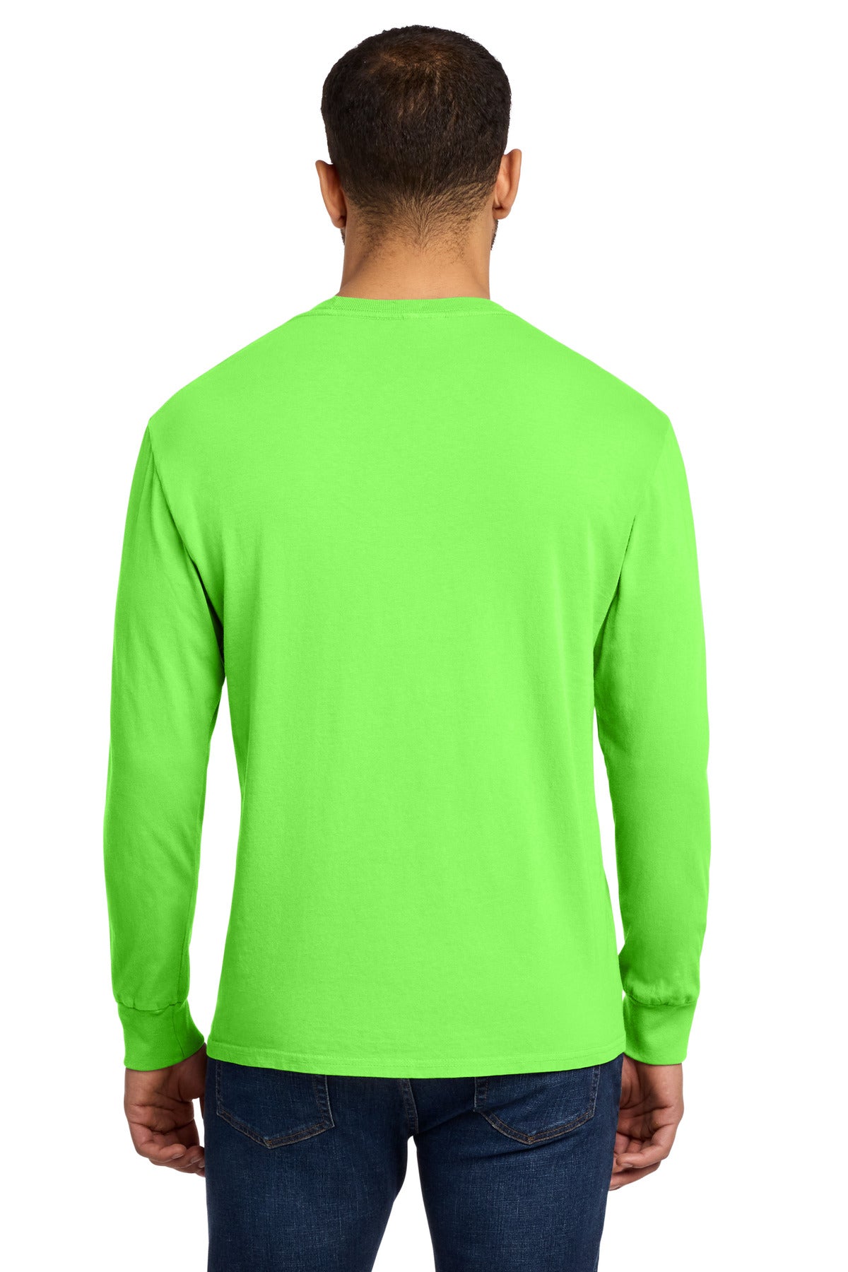 Port & Co Beach Wash Garment-Dyed Long Sleeve Tee PC099LS - Neon Green - back