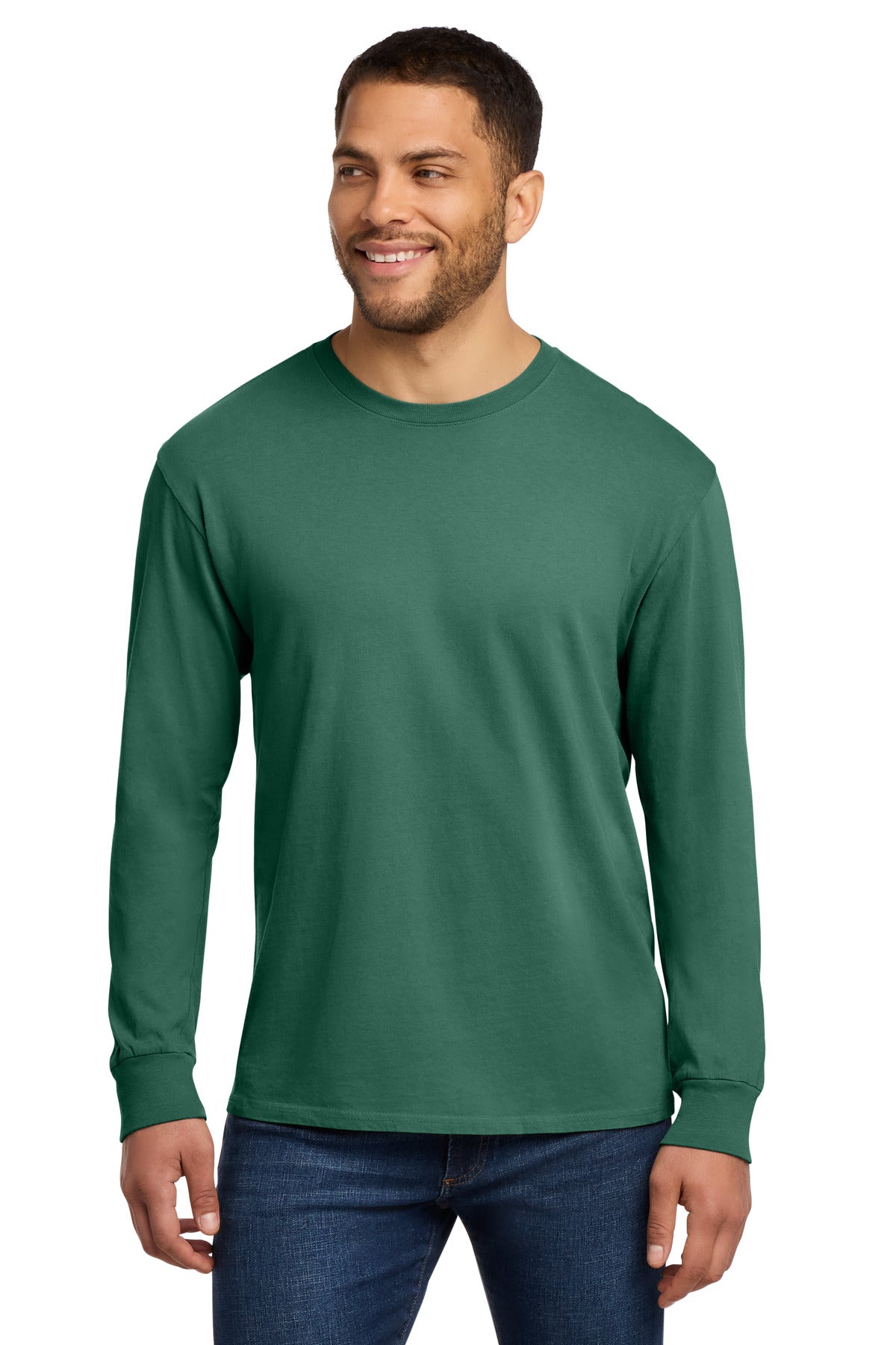 Port & Co Beach Wash Garment-Dyed Long Sleeve Tee PC099LS - Nordic Green - front