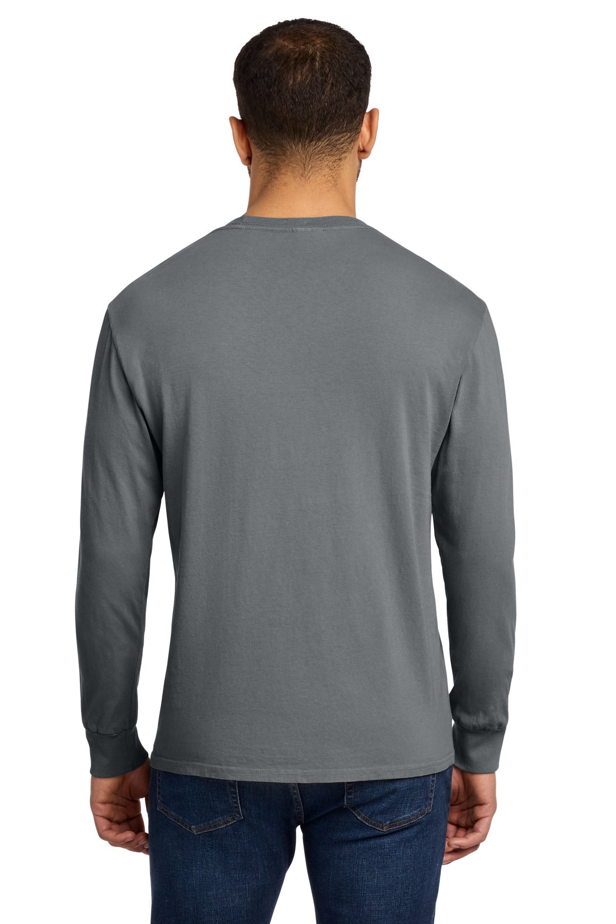 Port & Co Beach Wash Garment-Dyed Long Sleeve Tee PC099LS - Pewter - back