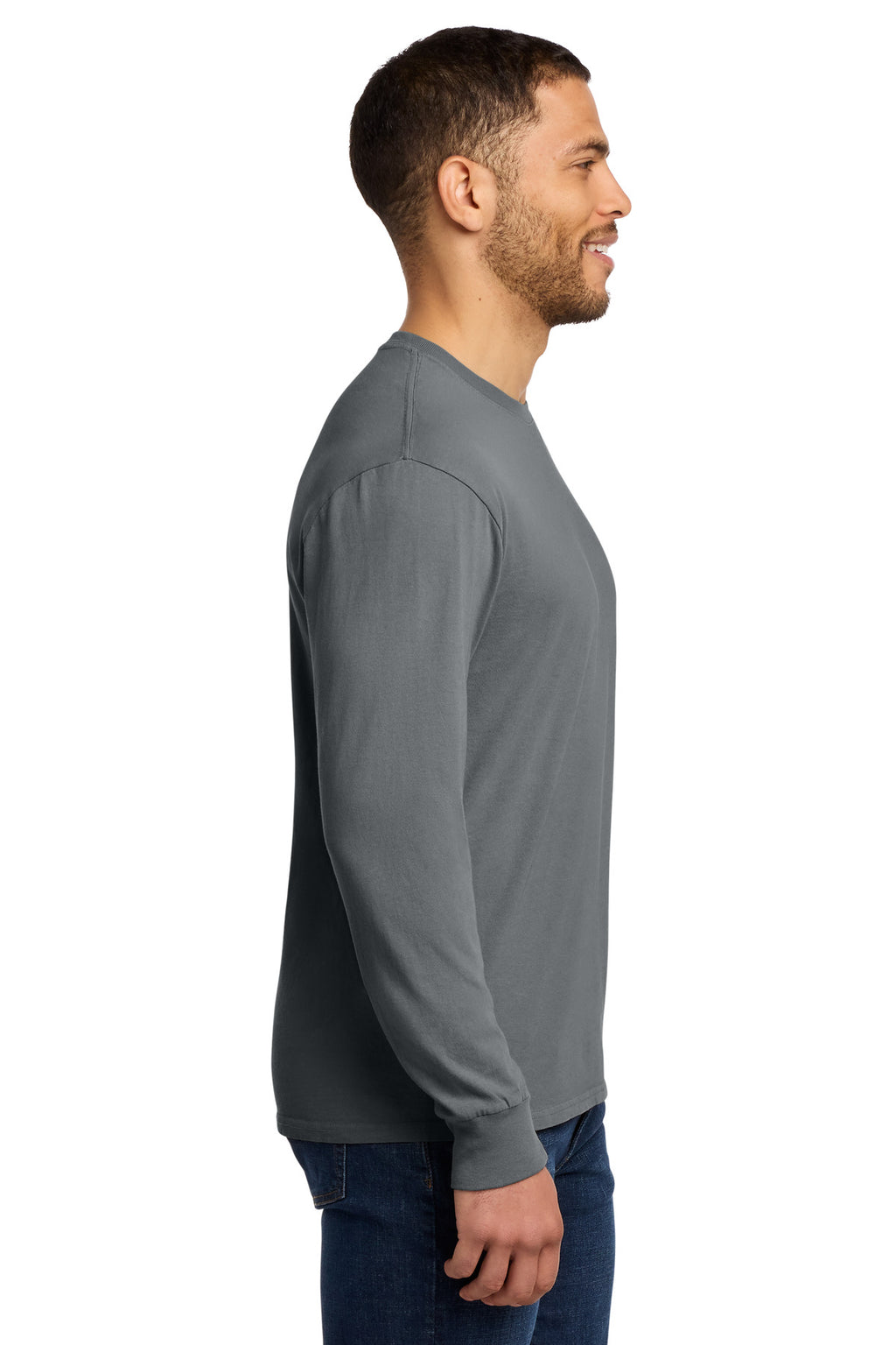 Port & Co Beach Wash Garment-Dyed Long Sleeve Tee PC099LS - Pewter - side