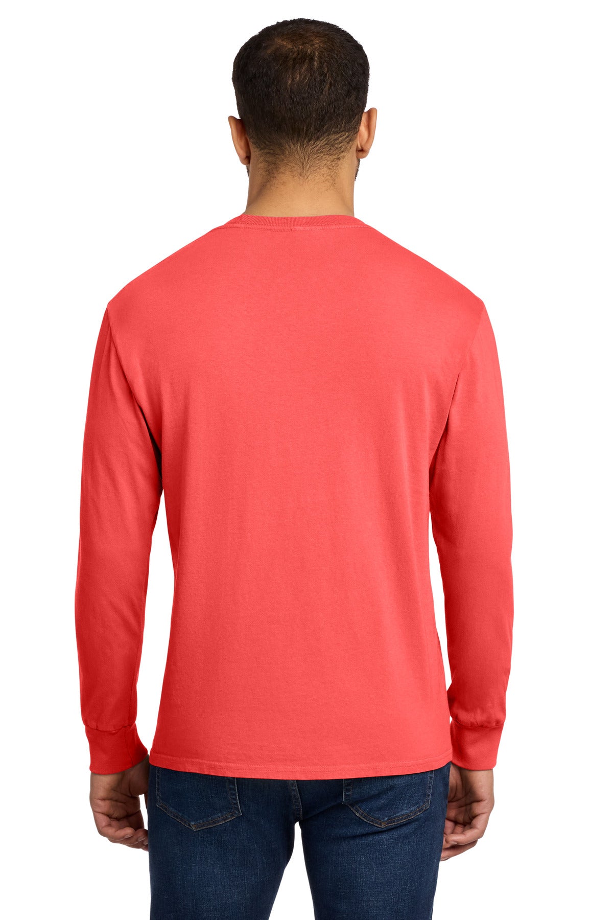 Port & Co Beach Wash Garment-Dyed Long Sleeve Tee PC099LS - Poppy - back