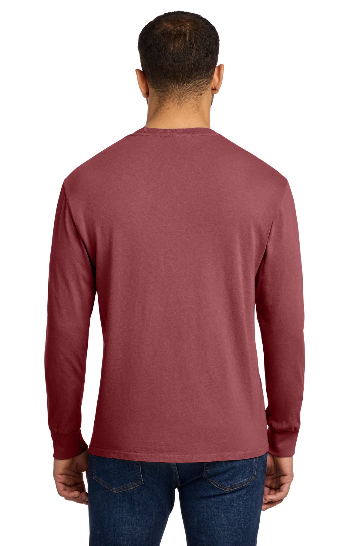 Port & Co Beach Wash Garment-Dyed Long Sleeve Tee PC099LS - Red Rock - back