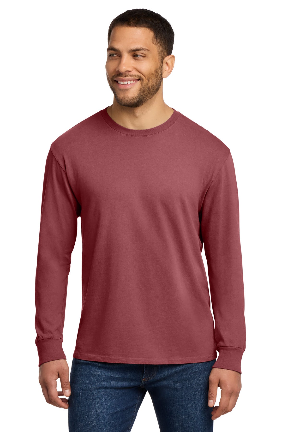 Port & Co Beach Wash Garment-Dyed Long Sleeve Tee PC099LS - Red Rock - front