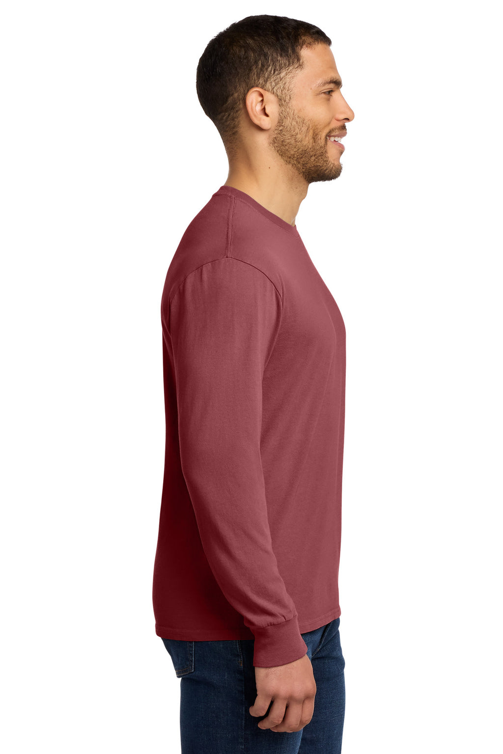 Port & Co Beach Wash Garment-Dyed Long Sleeve Tee PC099LS - Red Rock - side