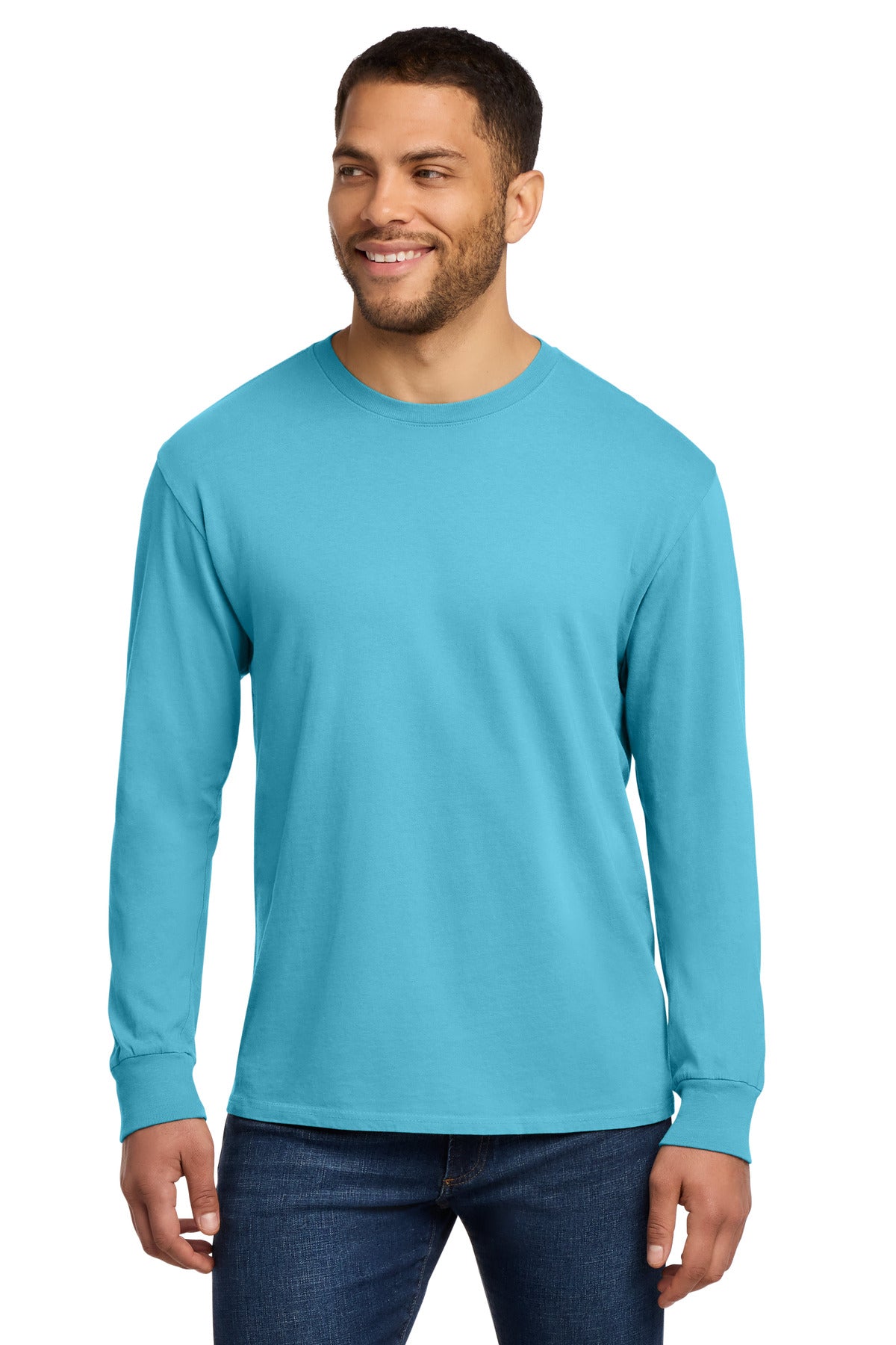 Port & Co Beach Wash Garment-Dyed Long Sleeve Tee PC099LS - Tidal Wave - front