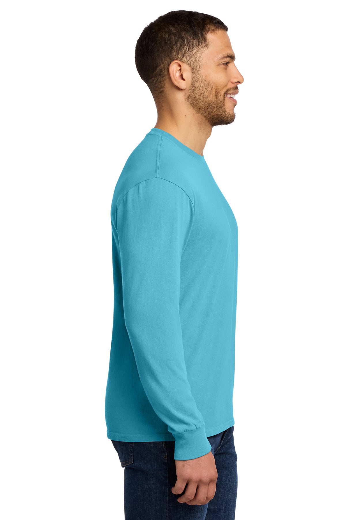 Port & Co Beach Wash Garment-Dyed Long Sleeve Tee PC099LS - Tidal Wave - side