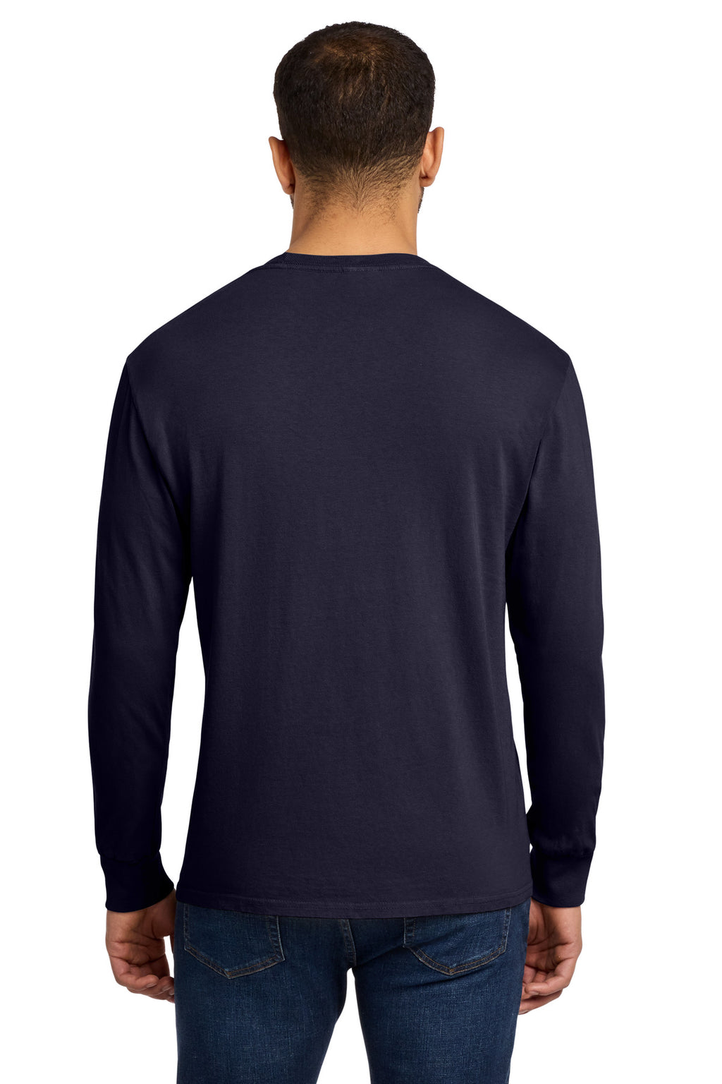 Port & Co Beach Wash Garment-Dyed Long Sleeve Tee PC099LS - True Navy - back