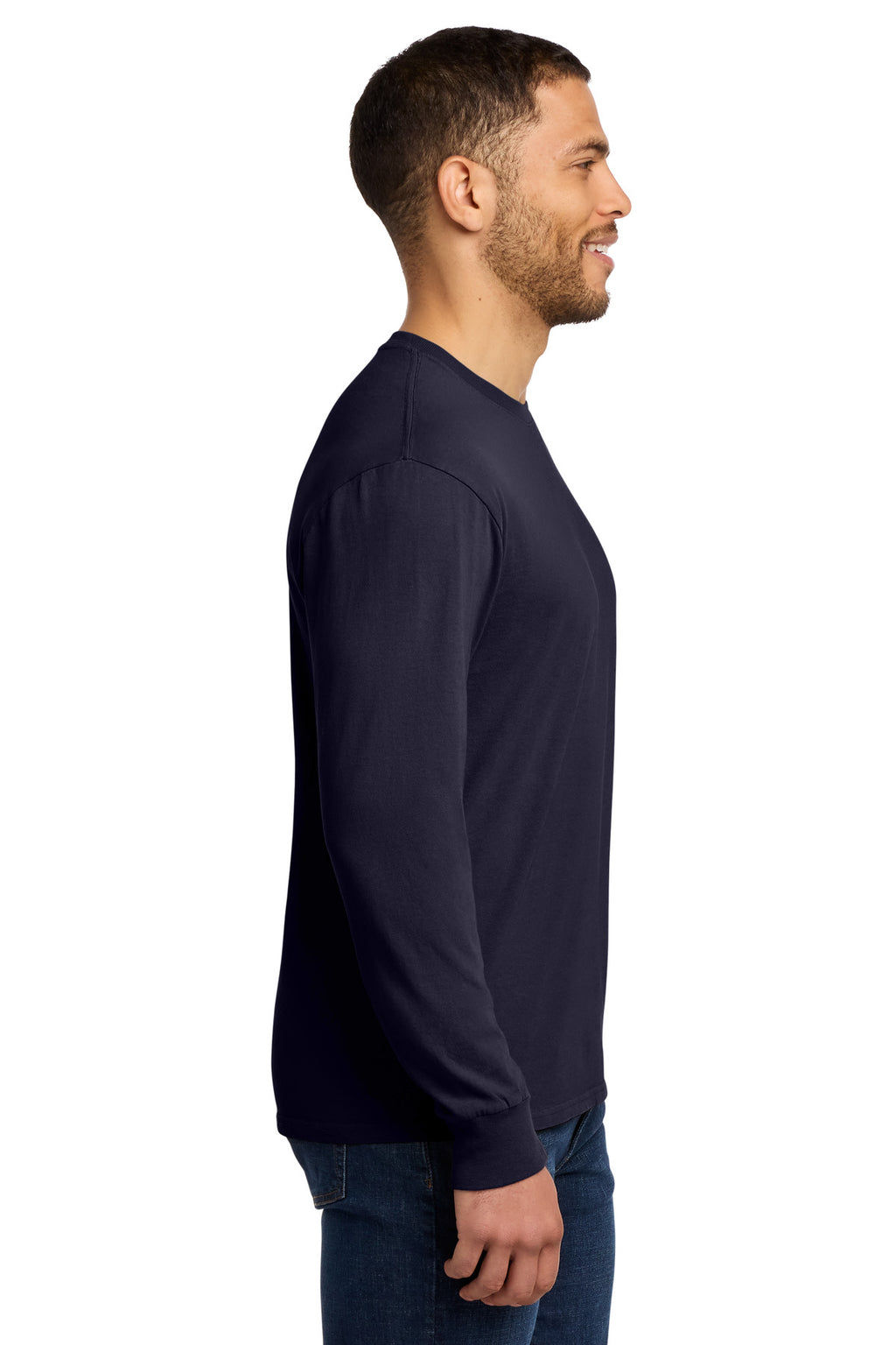 Port & Co Beach Wash Garment-Dyed Long Sleeve Tee PC099LS - True Navy - side