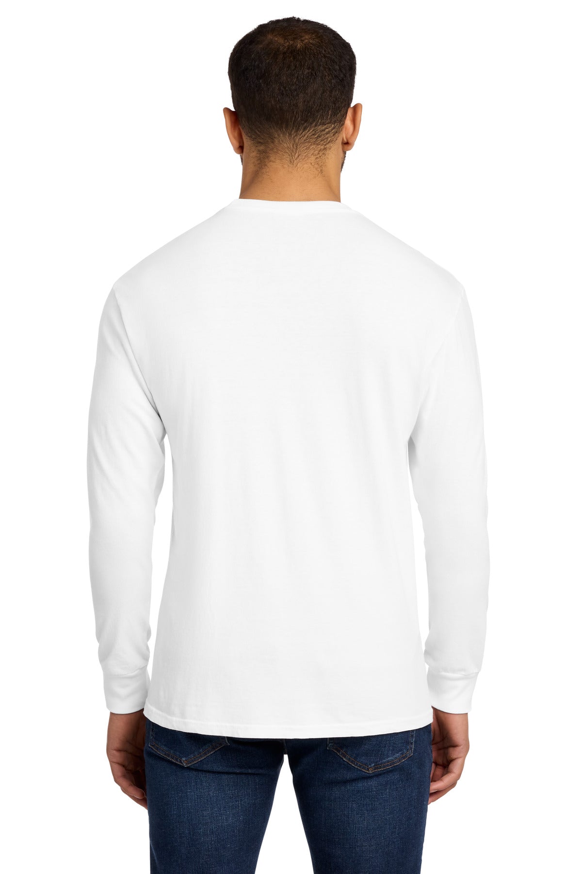 Port & Co Beach Wash Garment-Dyed Long Sleeve Tee PC099LS - White - back