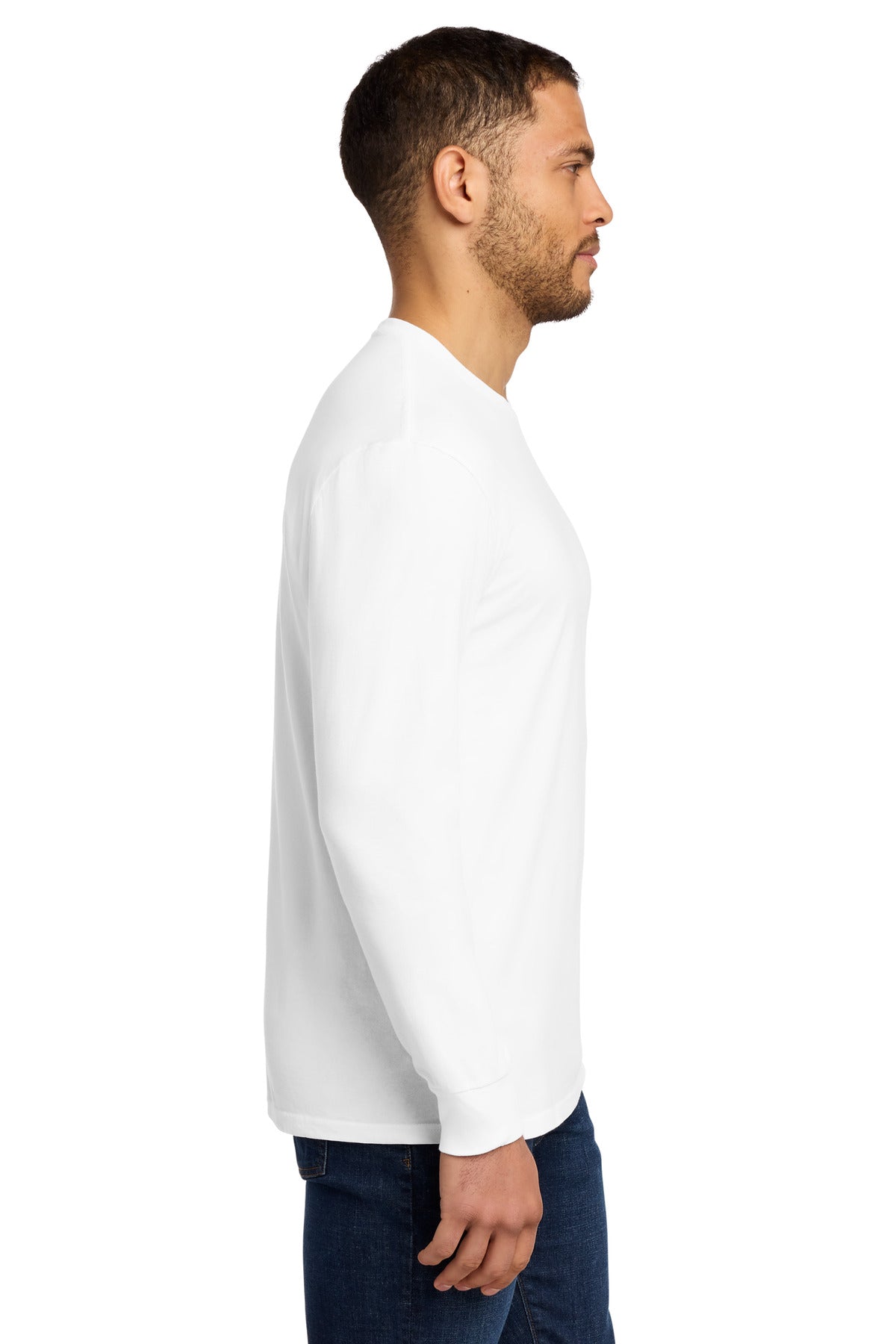 Port & Co Beach Wash Garment-Dyed Long Sleeve Tee PC099LS - White - side