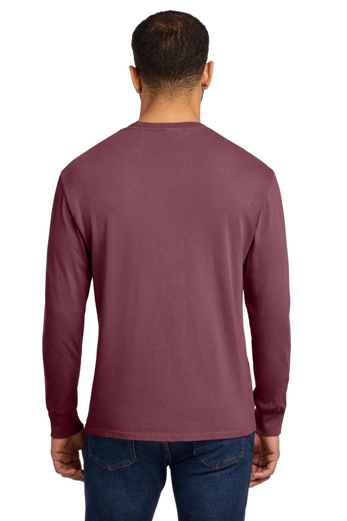 Port & Co Beach Wash Garment-Dyed Long Sleeve Tee PC099LS - Wineberry - back
