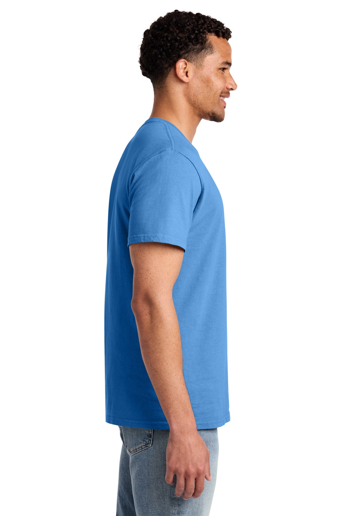 Port & Co Beach Wash Garment-Dyed Pocket Tee. PC099P - Blue Moon - side