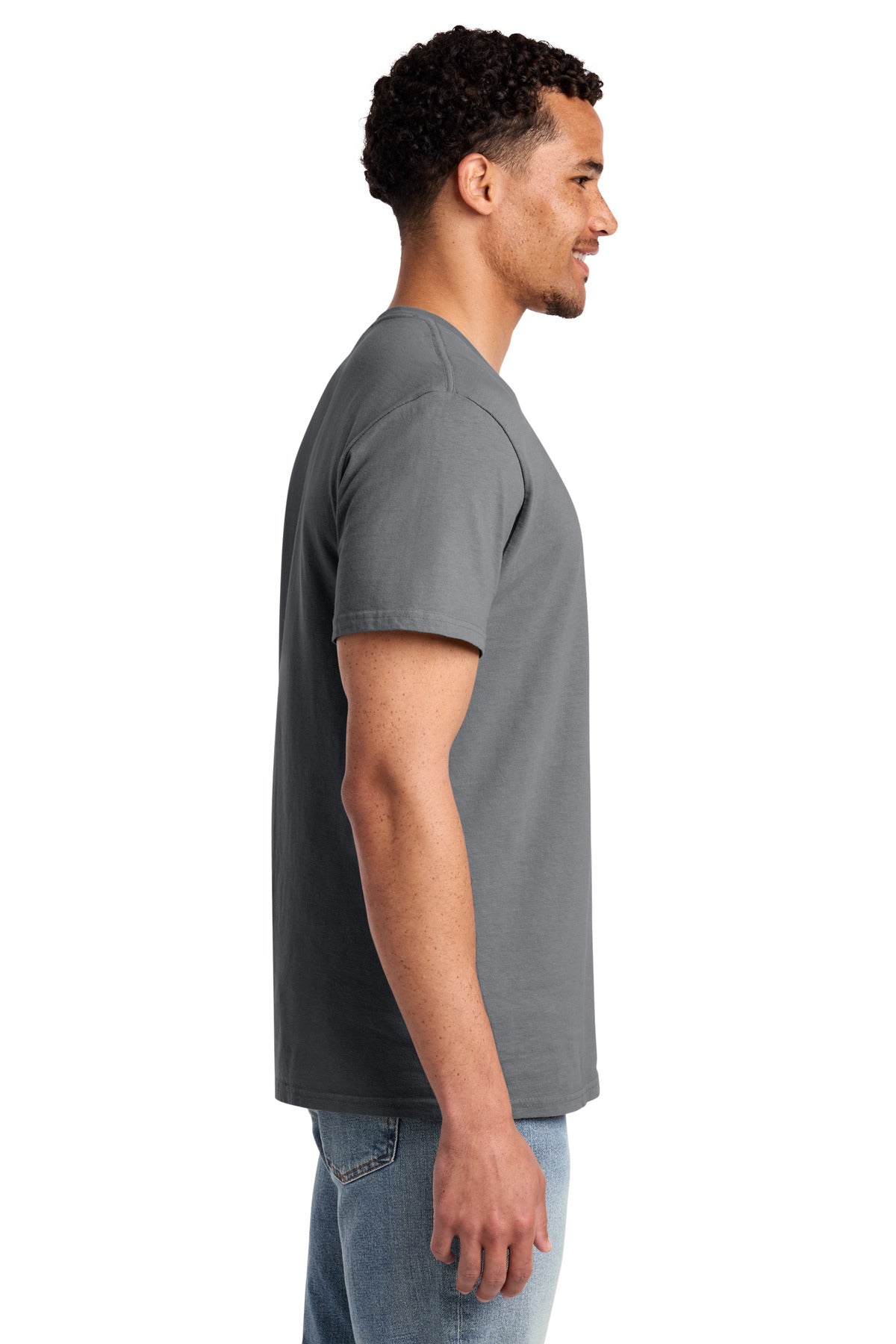 Port & Co Beach Wash Garment-Dyed Pocket Tee. PC099P - Coal - side