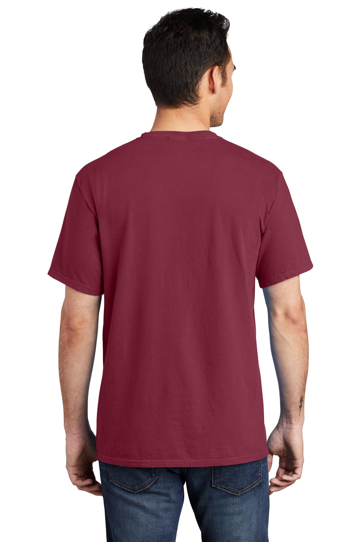 Port & Co Beach Wash Garment-Dyed Pocket Tee. PC099P - Merlot - back