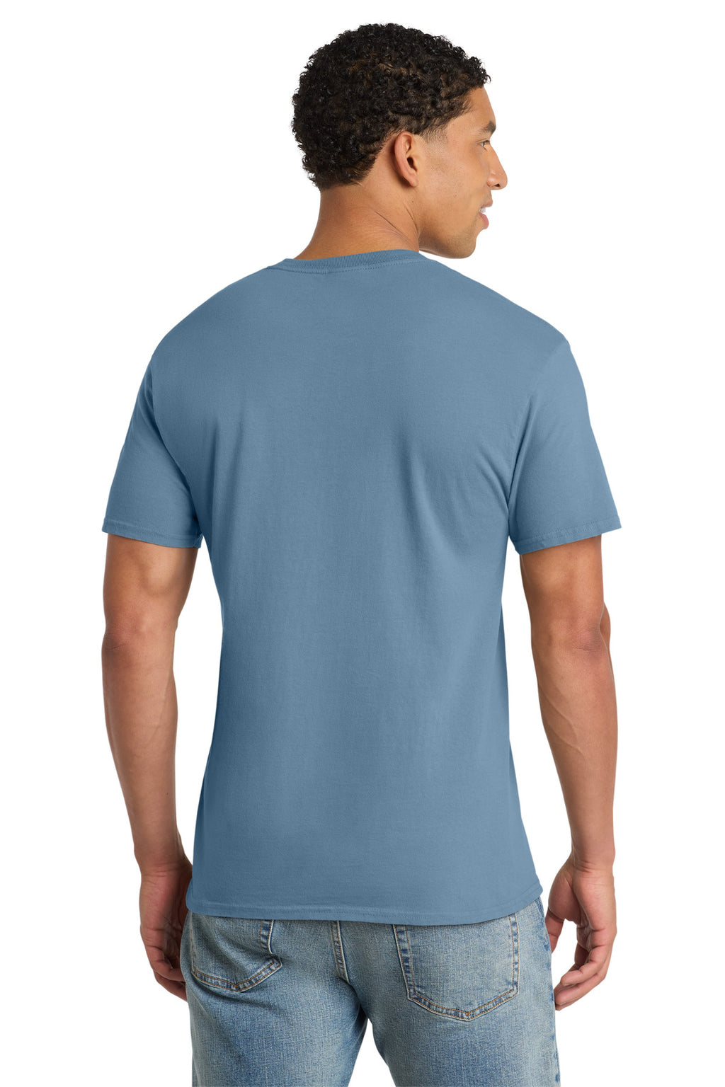 Port & Co Beach Wash Garment-Dyed Pocket Tee. PC099P - Mist - back