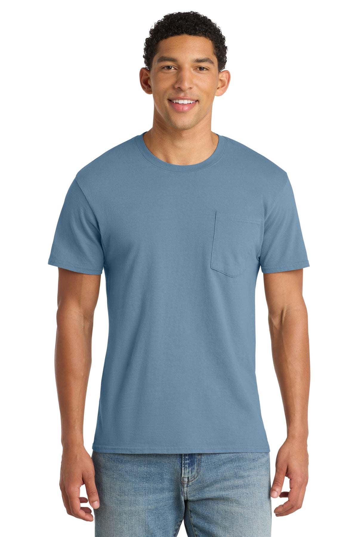 Port & Co Beach Wash Garment-Dyed Pocket Tee. PC099P - Mist - front