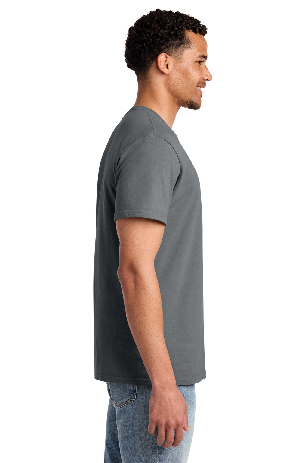 Port & Co Beach Wash Garment-Dyed Pocket Tee. PC099P - Pewter - side
