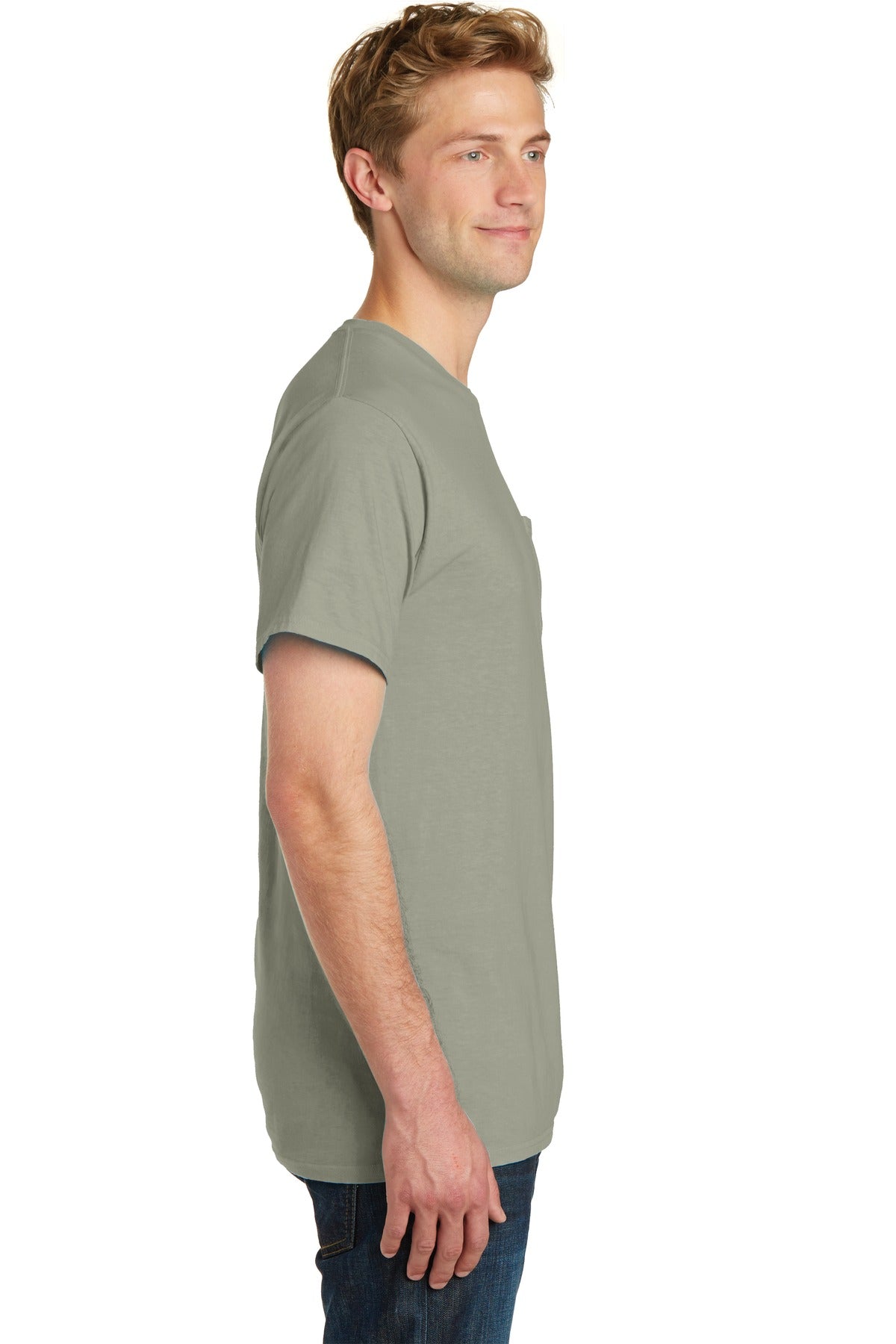Port & Co Beach Wash Garment-Dyed Pocket Tee. PC099P - Walnut - side