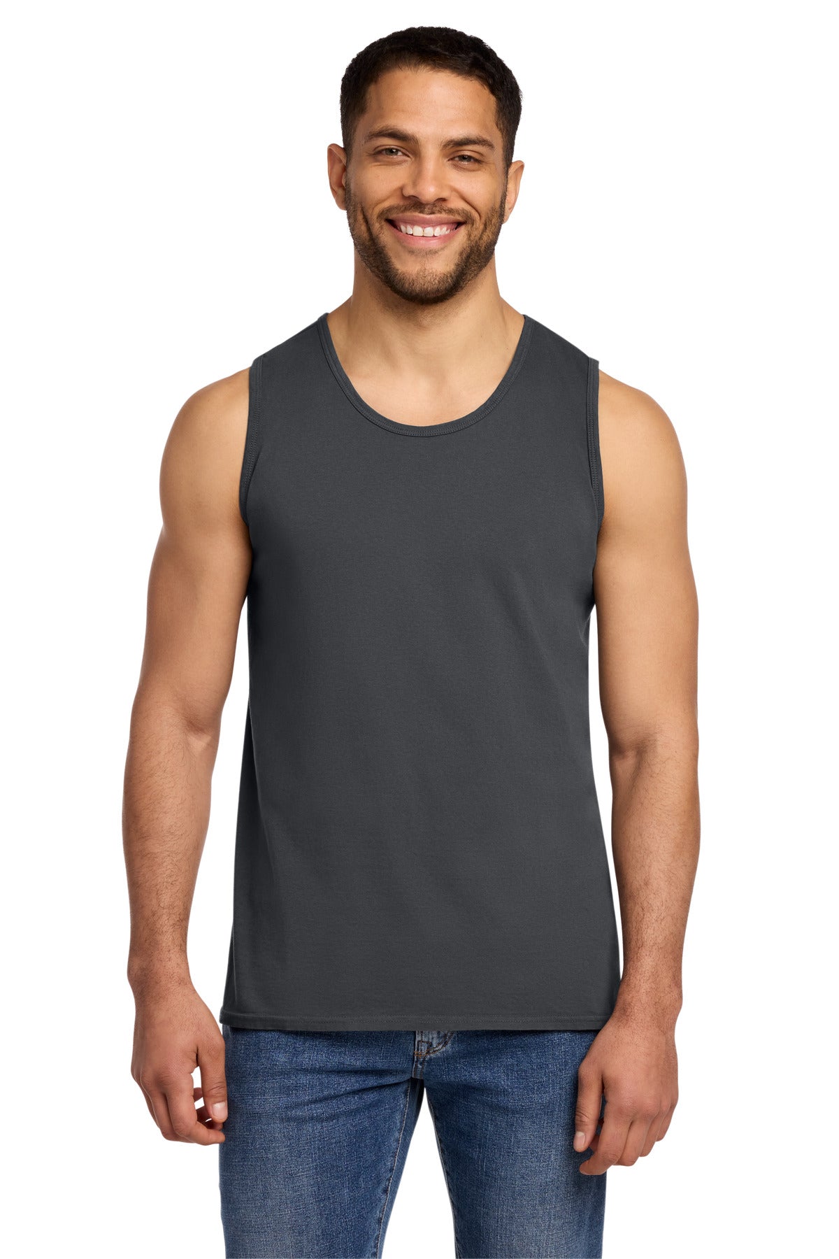 Port & Co Beach Wash Garment-Dyed Tank. PC099TT - Coal - front
