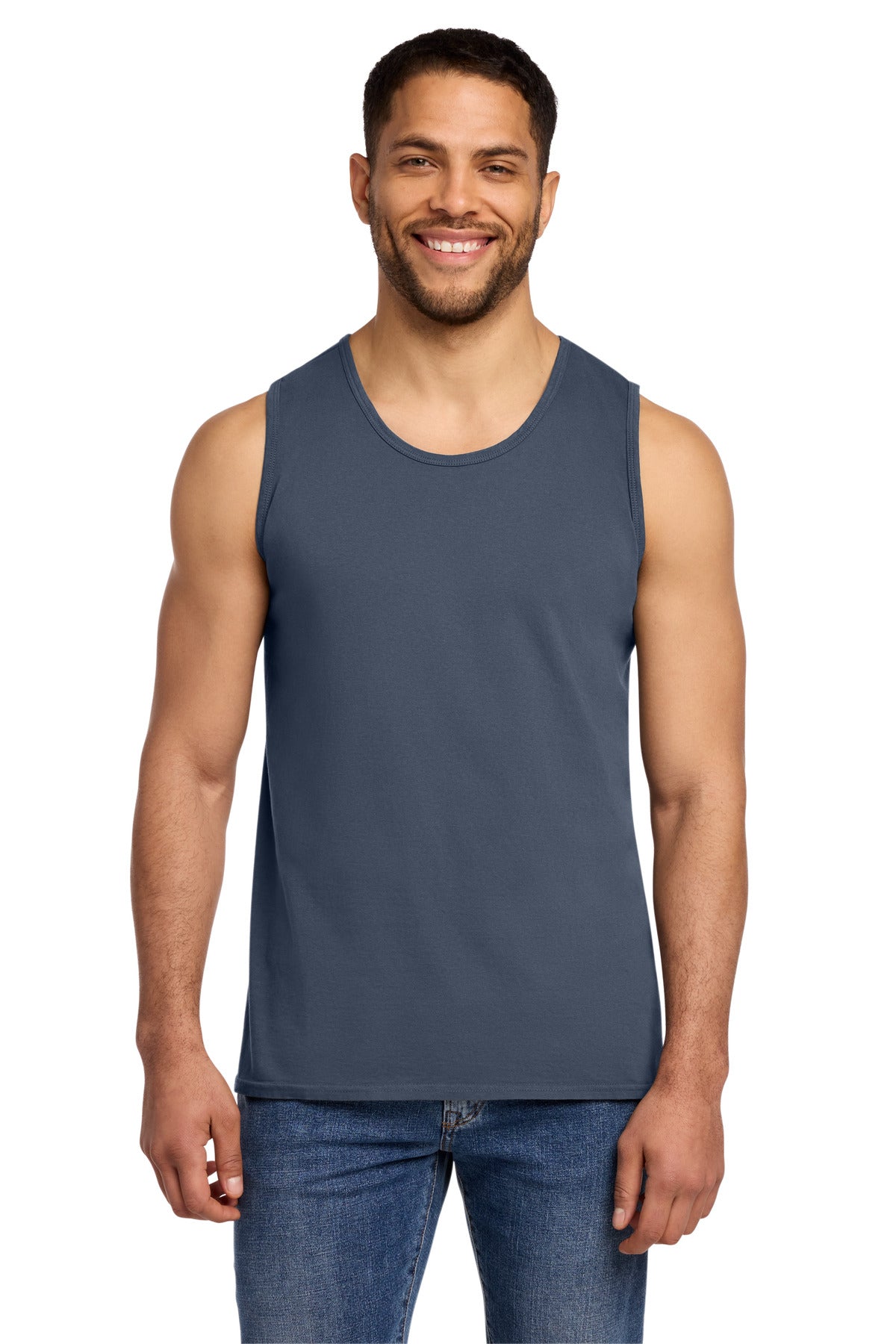Port & Co Beach Wash Garment-Dyed Tank. PC099TT - Denim Blue - front