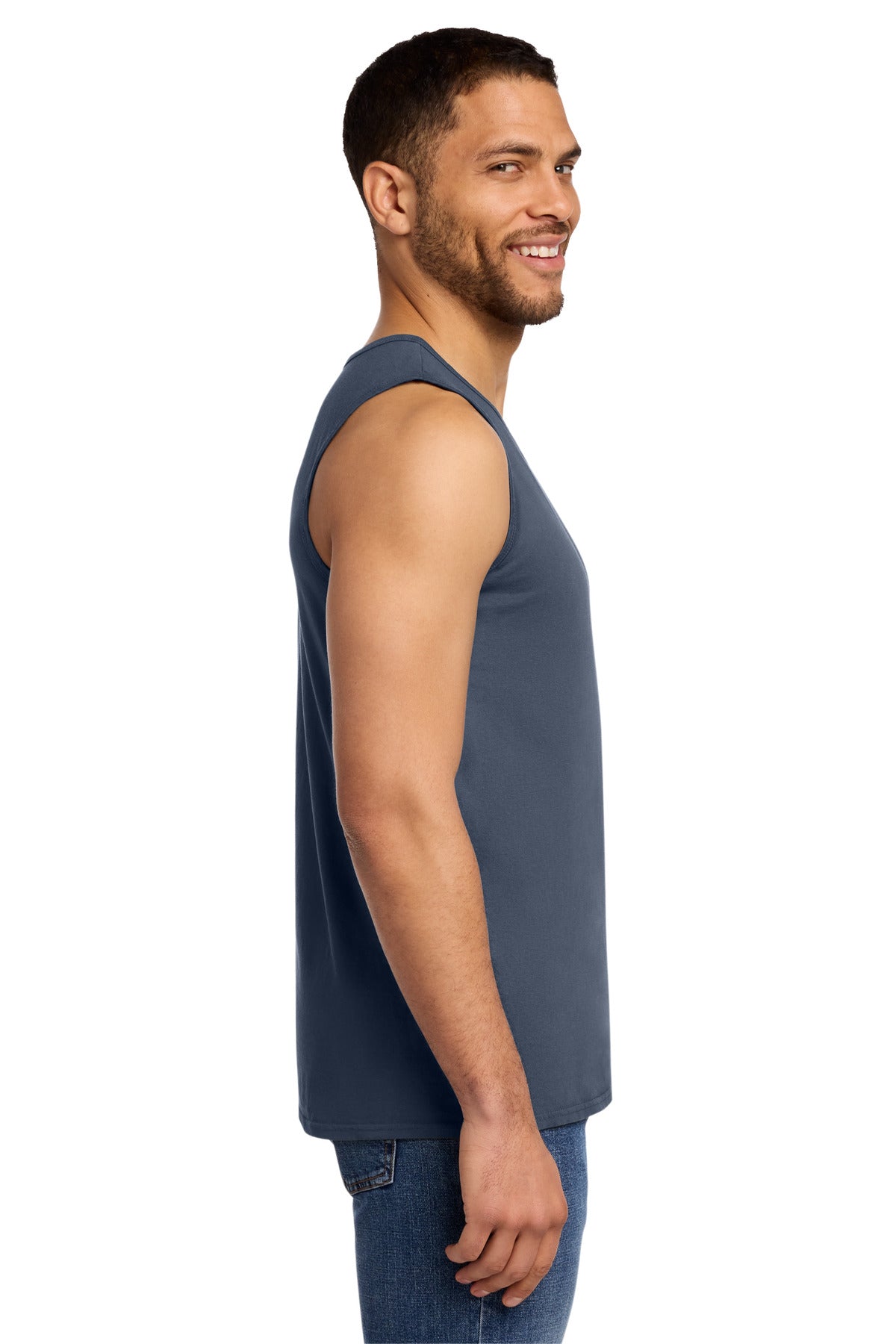 Port & Co Beach Wash Garment-Dyed Tank. PC099TT - Denim Blue - side
