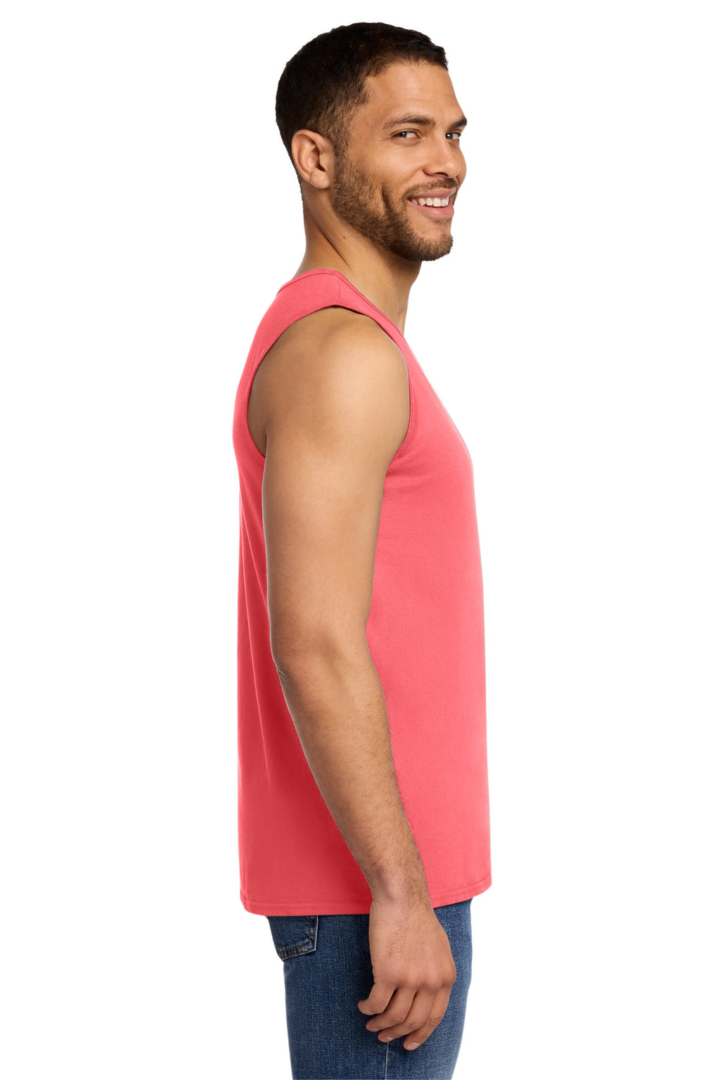 Port & Co Beach Wash Garment-Dyed Tank. PC099TT - Neon Coral - side