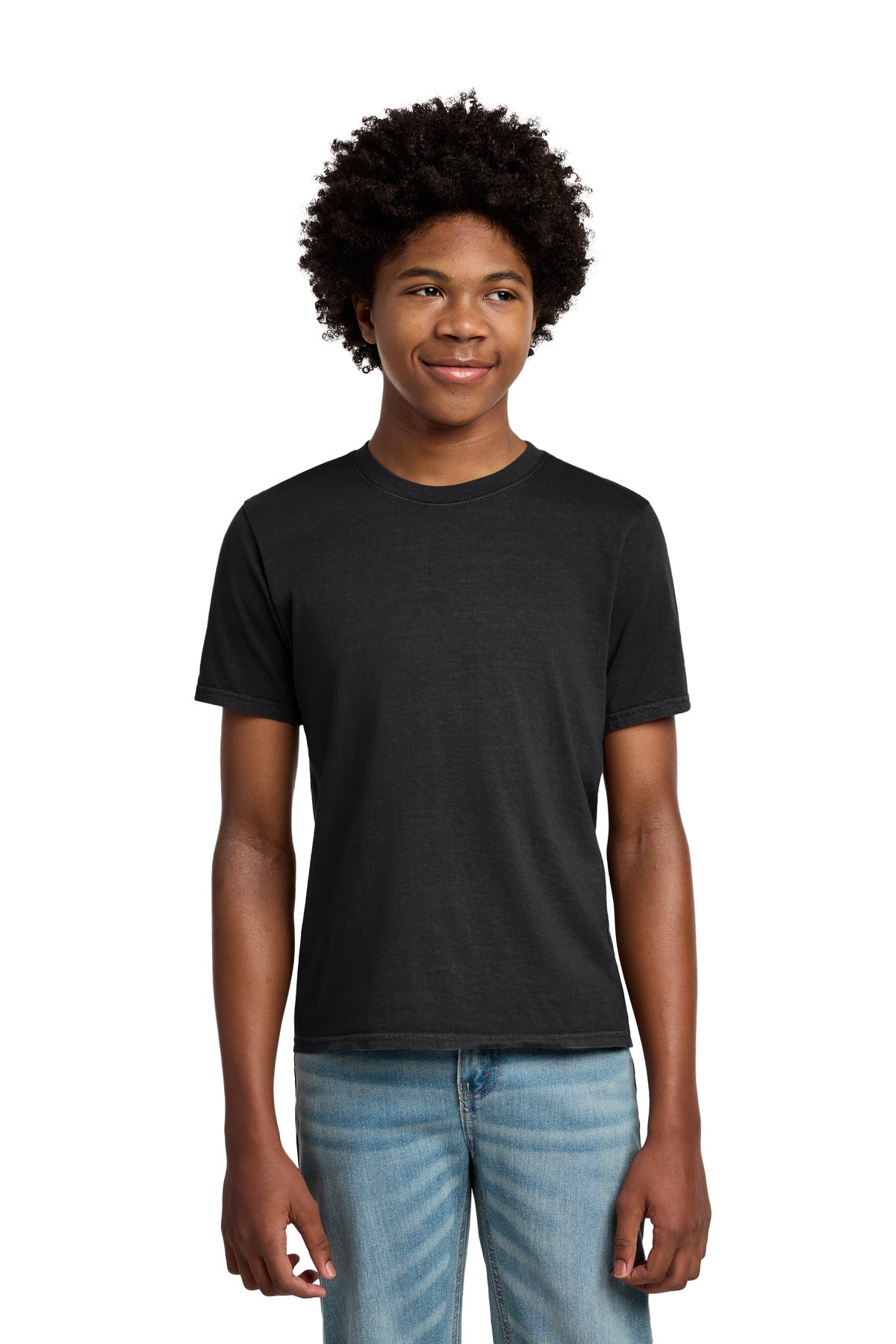 Port & Co Youth Beach Wash Garment-Dyed Tee. PC099Y - Black - front