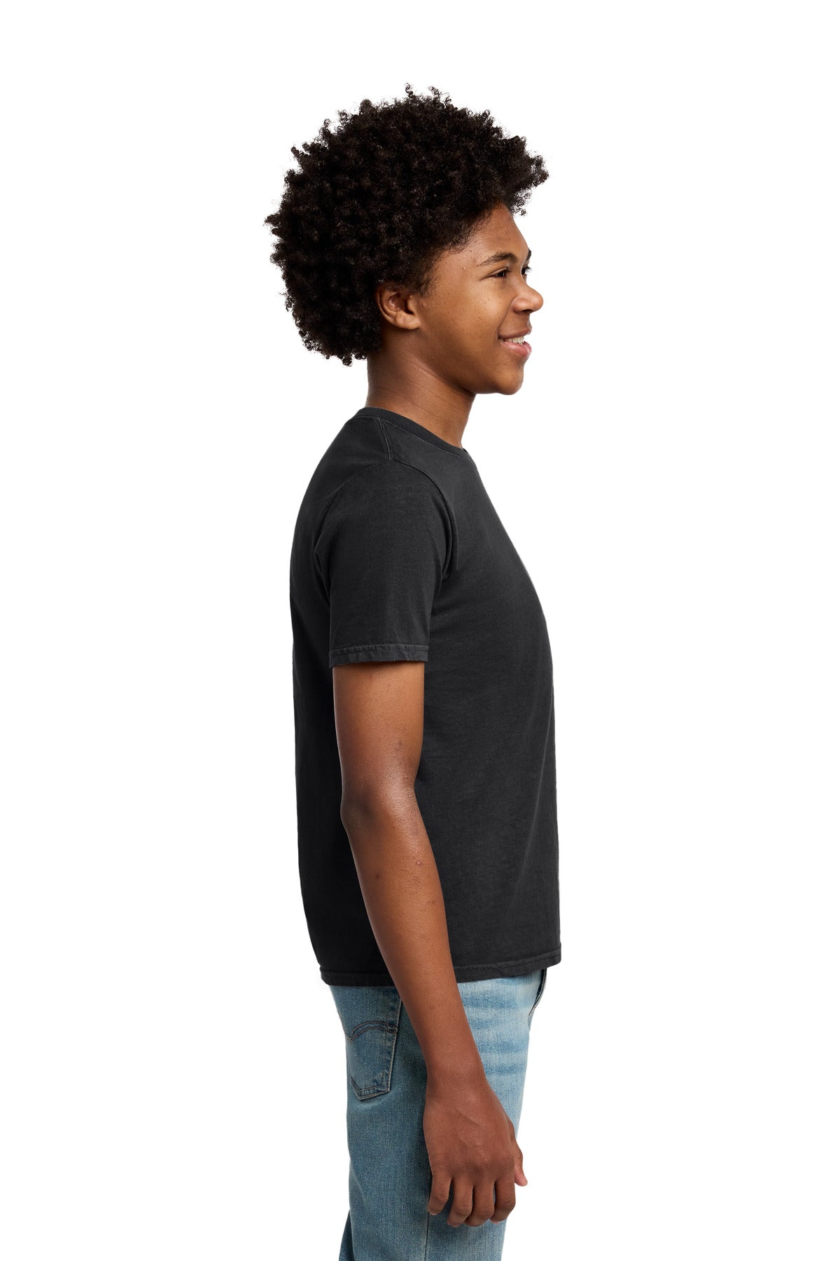 Port & Co Youth Beach Wash Garment-Dyed Tee. PC099Y - Black - side