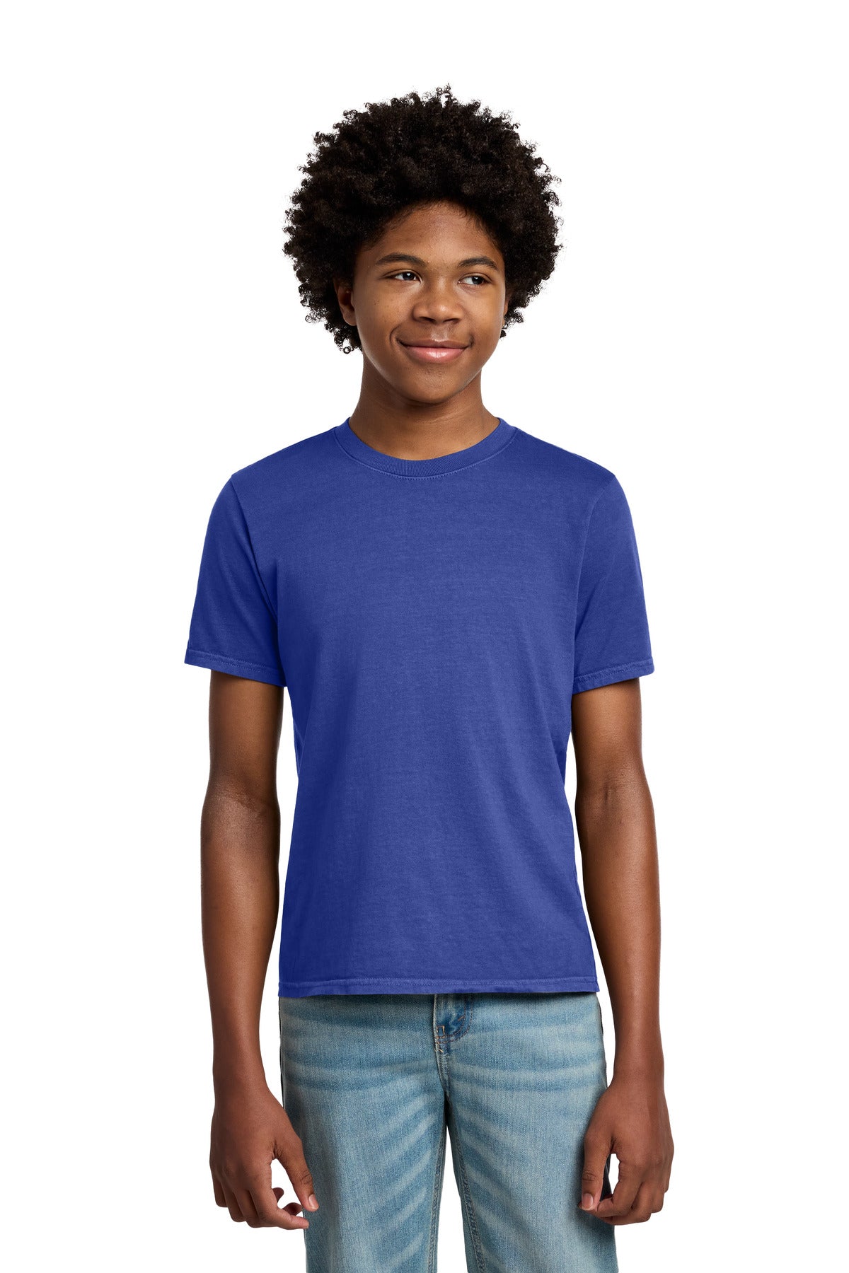 Port & Co Youth Beach Wash Garment-Dyed Tee. PC099Y - Blue Iris - front
