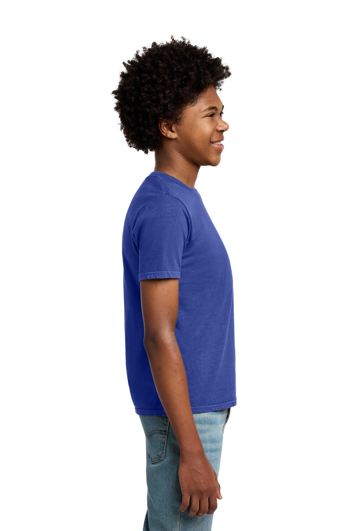 Port & Co Youth Beach Wash Garment-Dyed Tee. PC099Y - Blue Iris - side