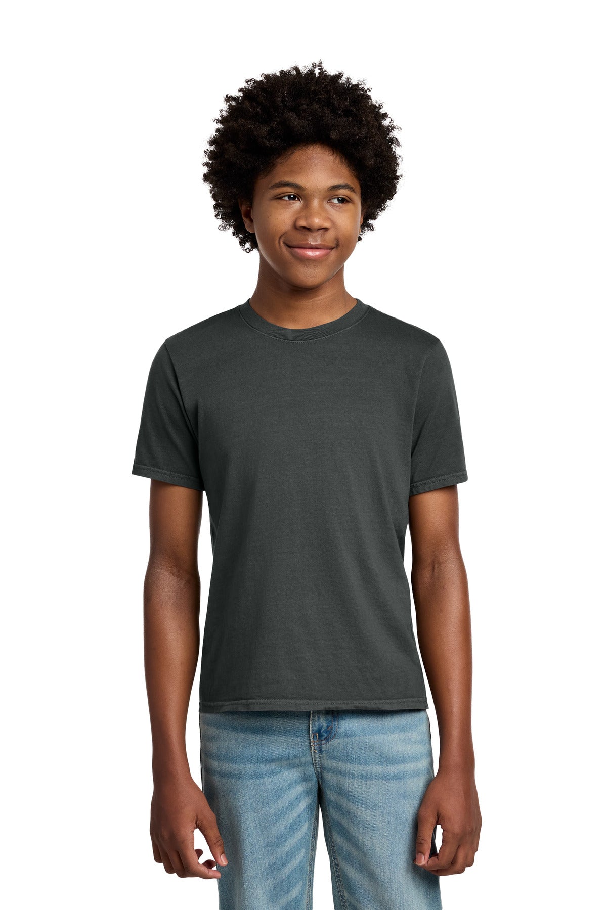 Port & Co Youth Beach Wash Garment-Dyed Tee. PC099Y - Coal - front