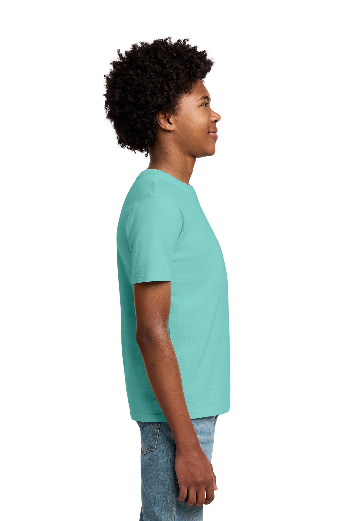 Port & Co Youth Beach Wash Garment-Dyed Tee. PC099Y - Cool Mint - side