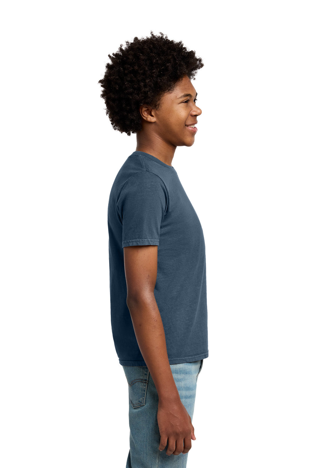 Port & Co Youth Beach Wash Garment-Dyed Tee. PC099Y - Denim Blue - side