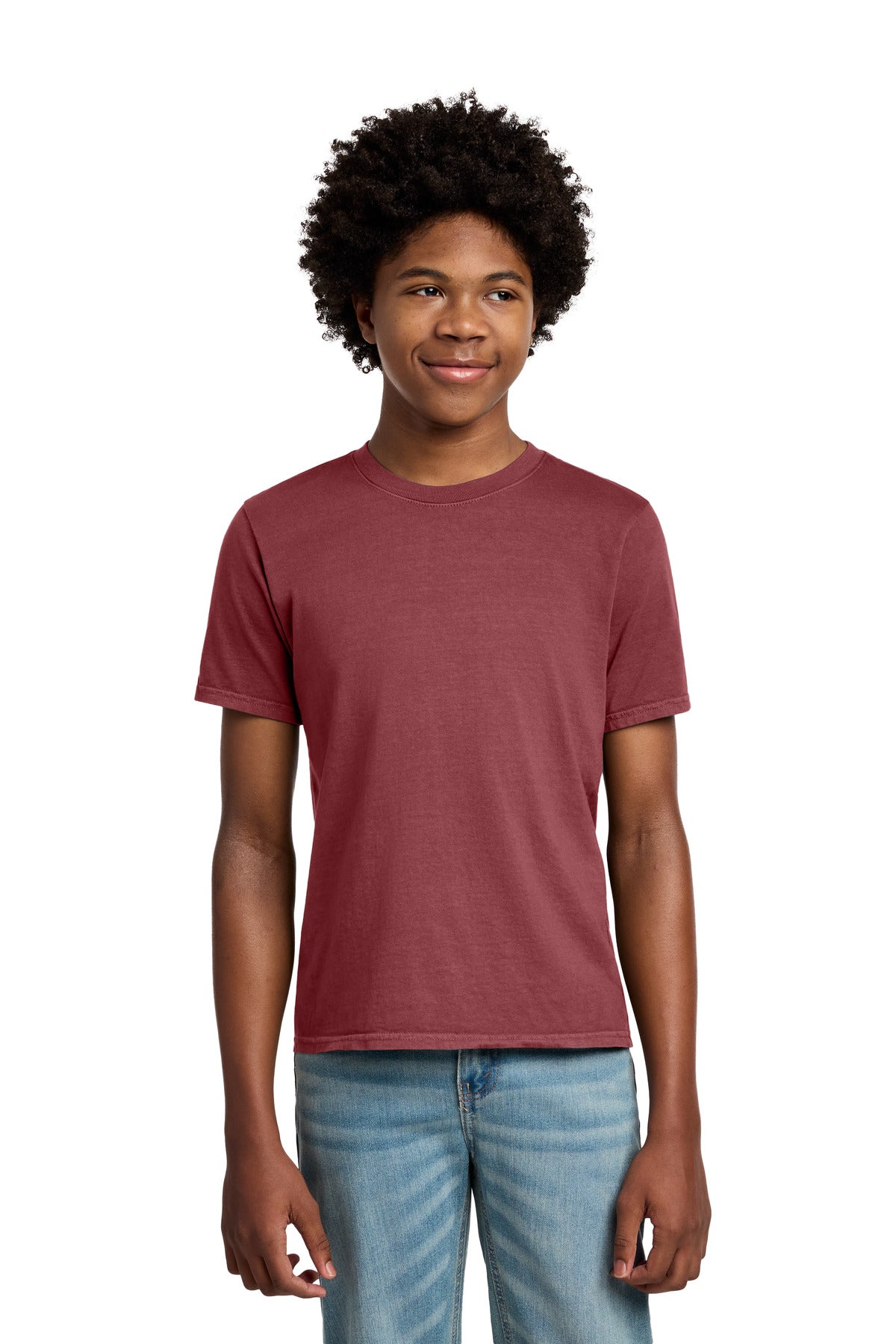 Port & Co Youth Beach Wash Garment-Dyed Tee. PC099Y - Merlot - front