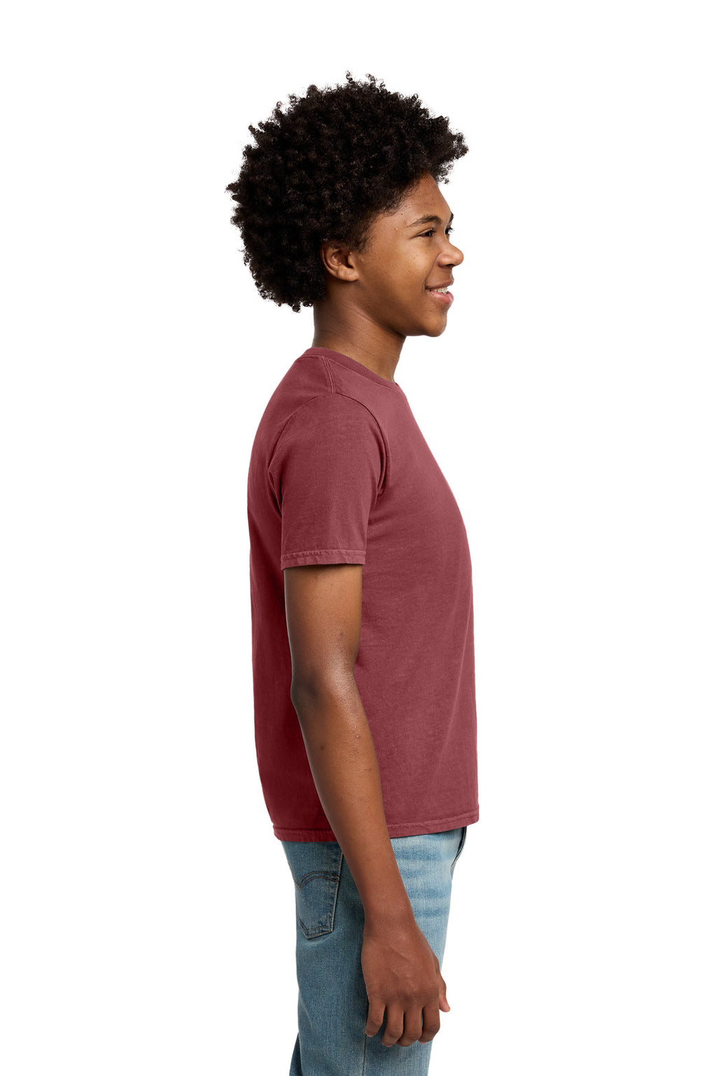 Port & Co Youth Beach Wash Garment-Dyed Tee. PC099Y - Merlot - side