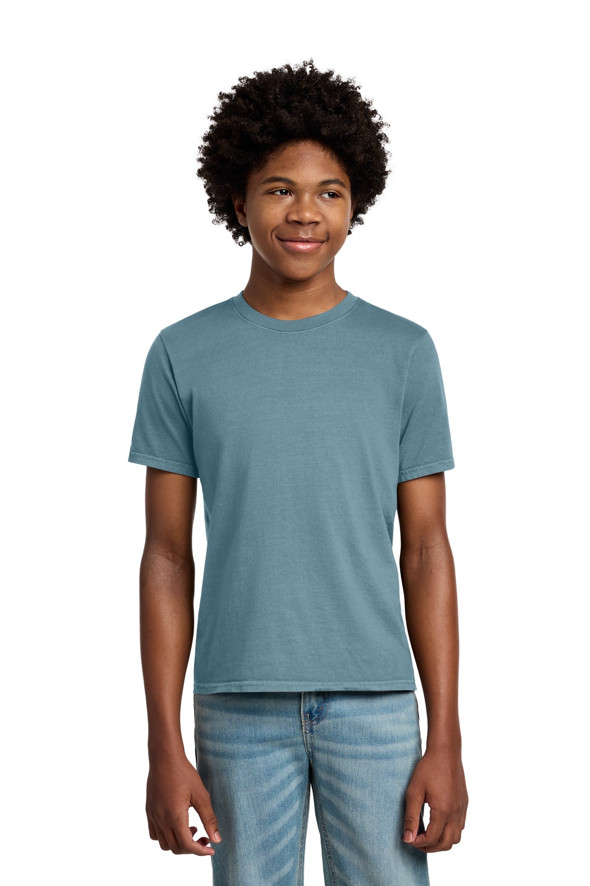 Port & Co Youth Beach Wash Garment-Dyed Tee. PC099Y - Mist - front