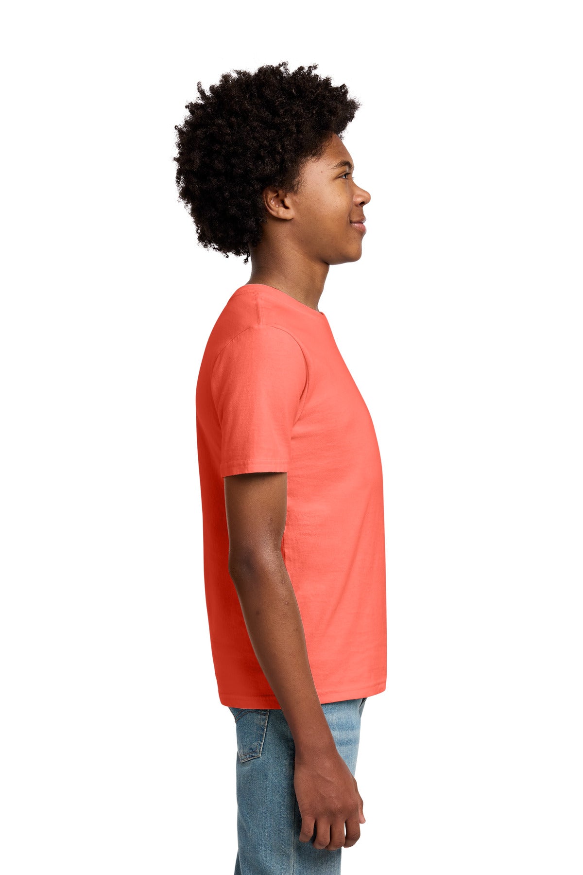Port & Co Youth Beach Wash Garment-Dyed Tee. PC099Y - Neon Coral - side