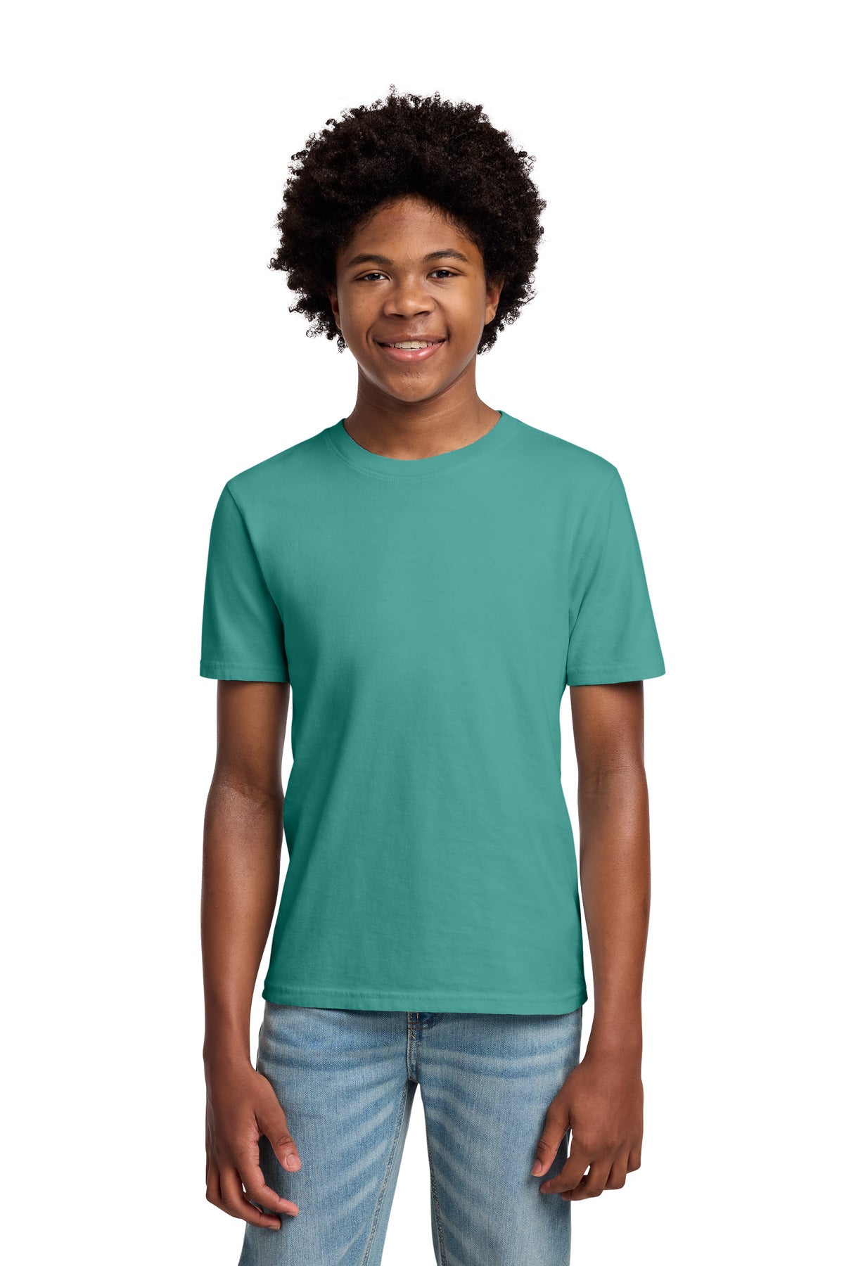 Port & Co Youth Beach Wash Garment-Dyed Tee. PC099Y - Peacock - front