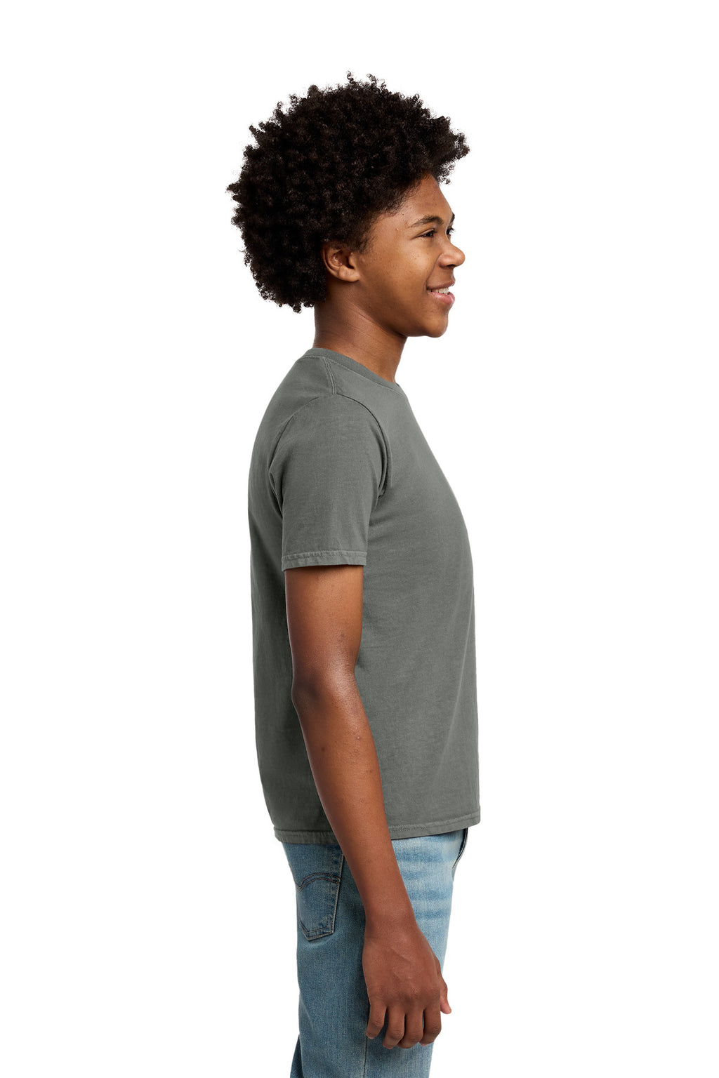 Port & Co Youth Beach Wash Garment-Dyed Tee. PC099Y - Pewter - side