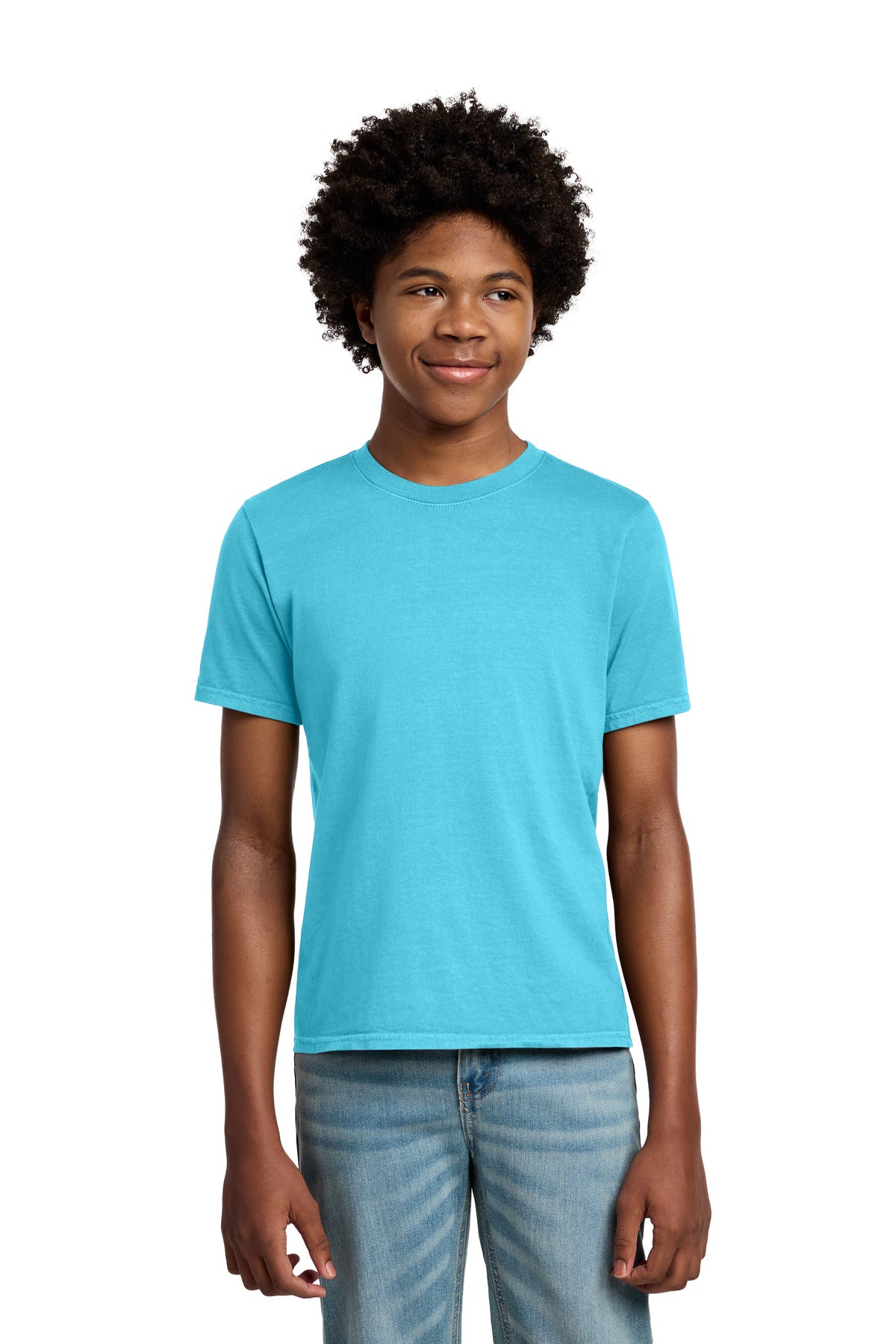 Port & Co Youth Beach Wash Garment-Dyed Tee. PC099Y - Tidal Wave - front
