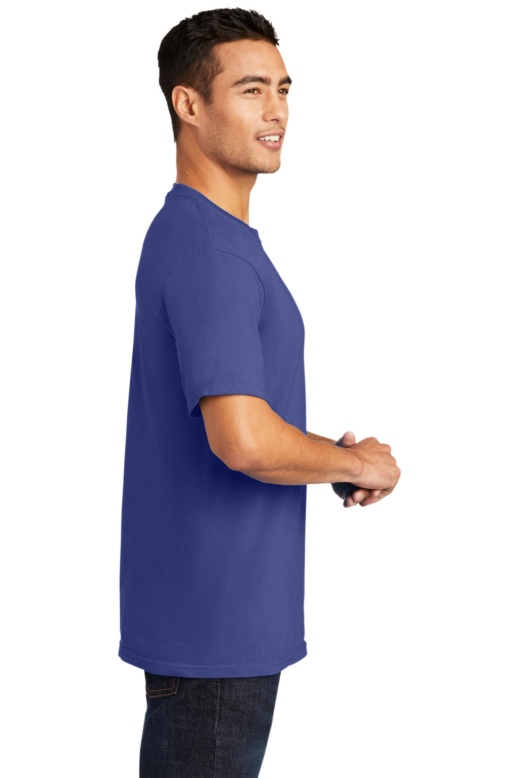 Port & Co Beach Wash Garment-Dyed Tee. PC099 - Blue Iris - side