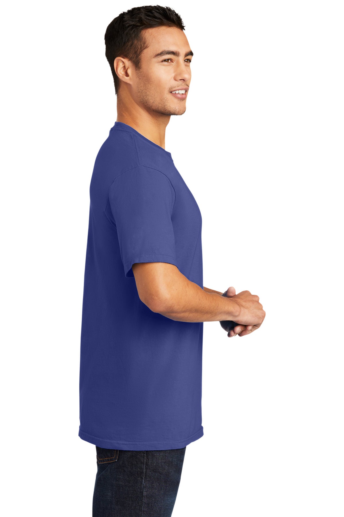 Port & Co Beach Wash Garment-Dyed Tee. PC099 - Blue Iris - side