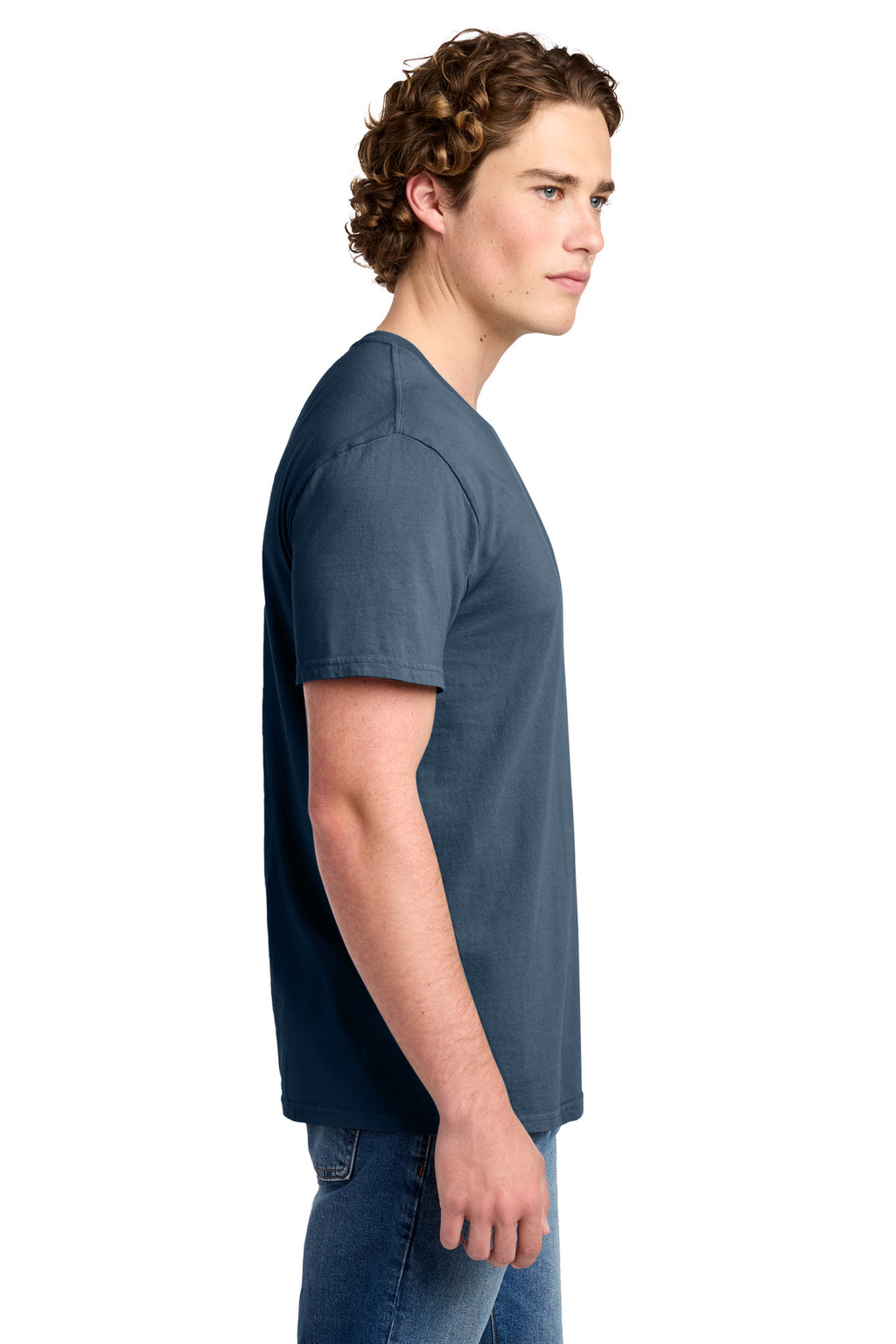 Port & Co Beach Wash Garment-Dyed Tee. PC099 - Denim Blue - side
