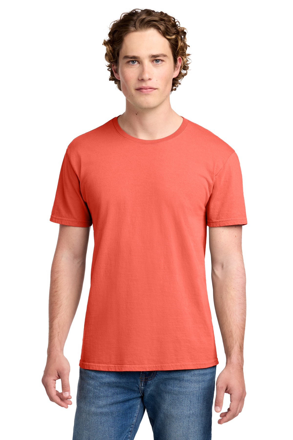 Port & Co Beach Wash Garment-Dyed Tee. PC099 - Neon Coral - front