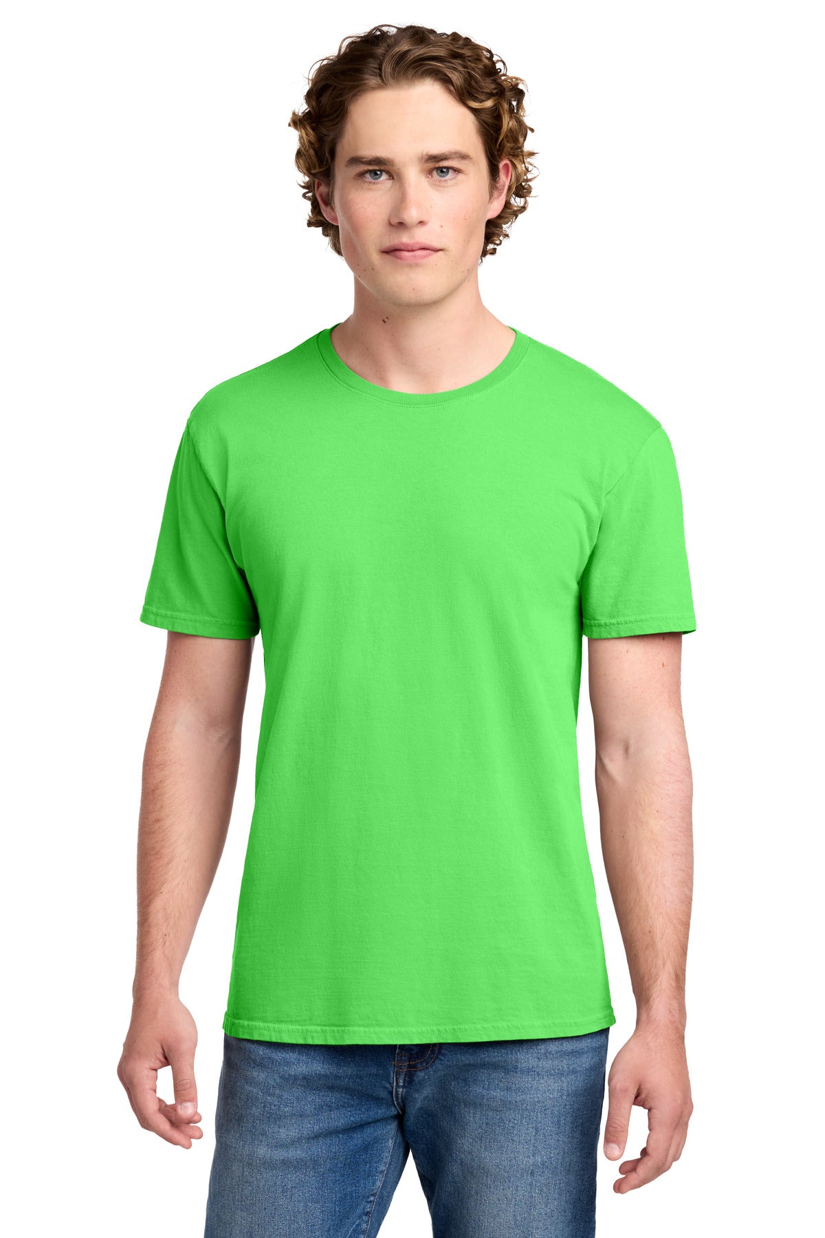 Port & Co Beach Wash Garment-Dyed Tee. PC099 - Neon Green - front