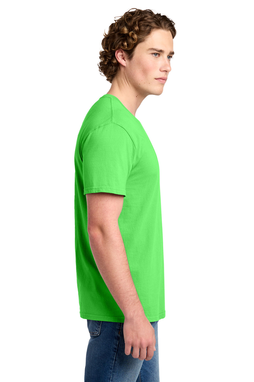 Port & Co Beach Wash Garment-Dyed Tee. PC099 - Neon Green - side