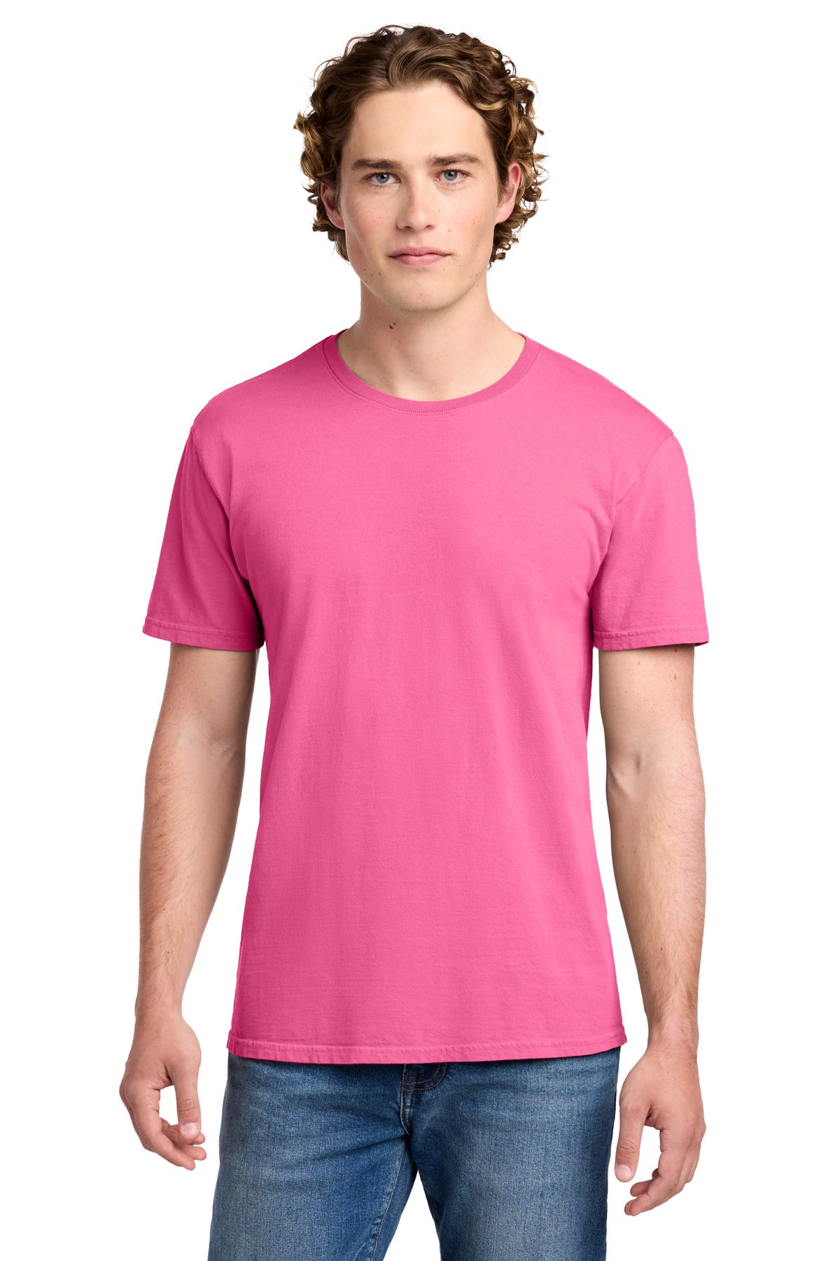 Port & Co Beach Wash Garment-Dyed Tee. PC099 - Neon Pink - front